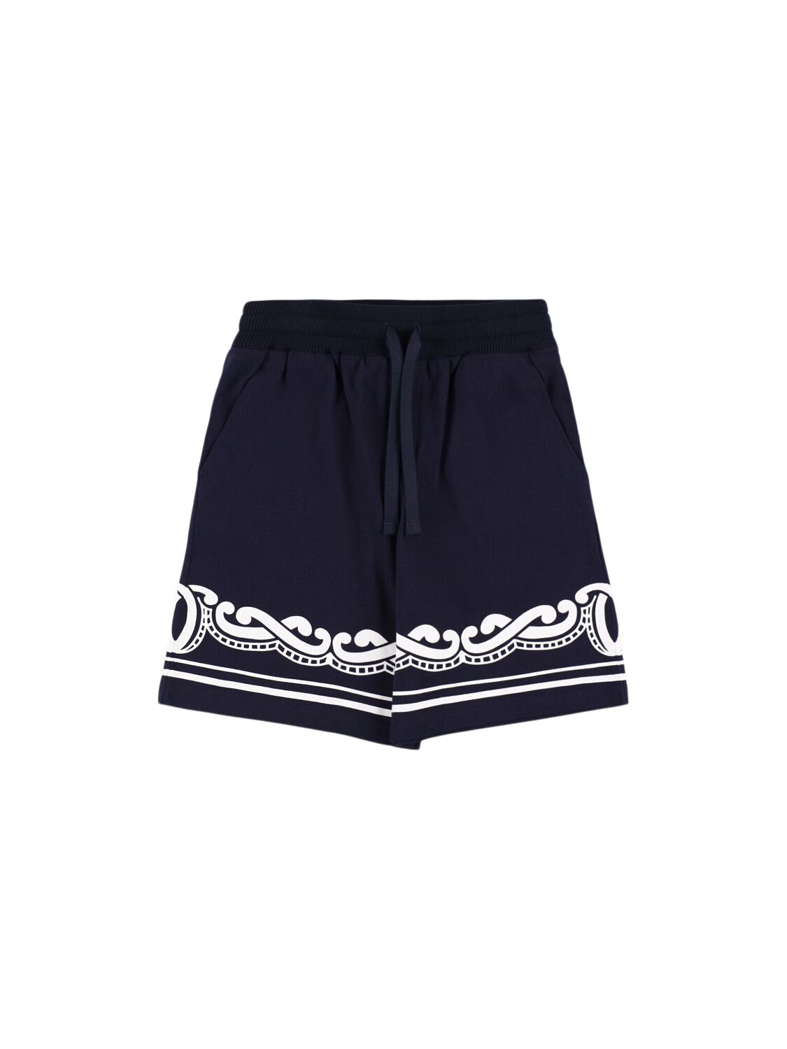 Dolce & Gabbana Printed Cotton Sweat Shorts In Blue