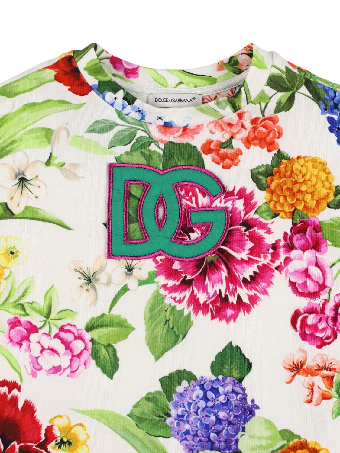 Dolce & Gabbana Jersey T-shirt With Floral Print In Multicolor