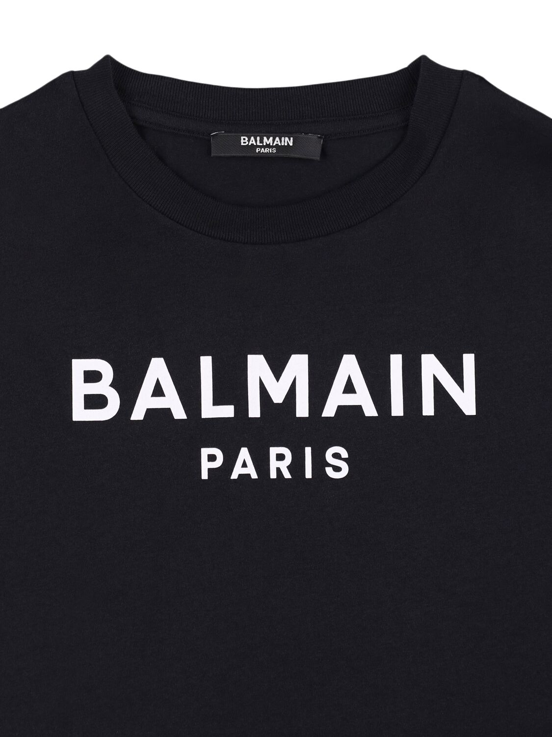 Shop Balmain Printed Cotton Jersey T-shirt In Black