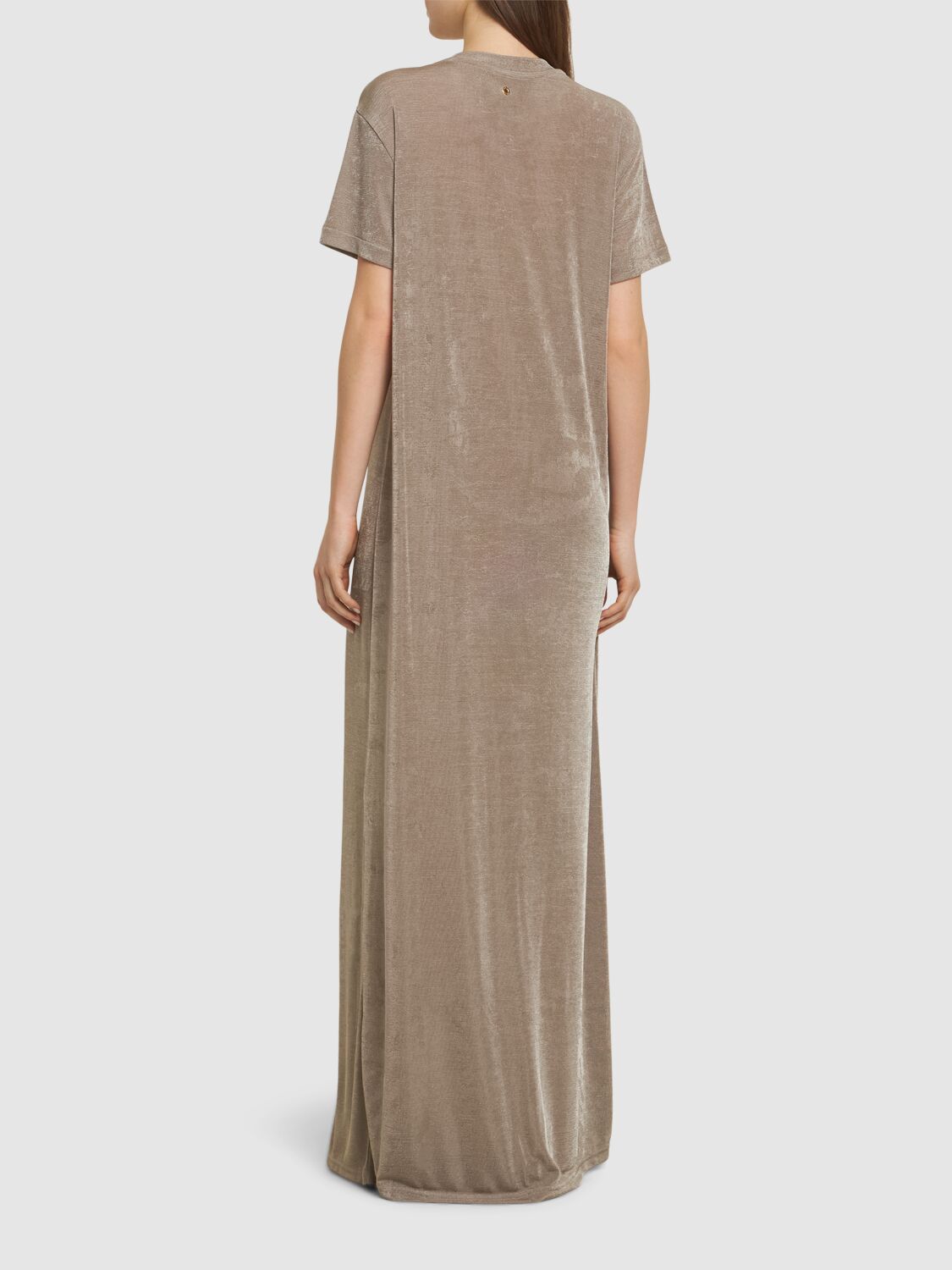 Ami Alexandre Mattiussi Ami Paris Rib Jersey Short Sleeve Long Dress In Grey
