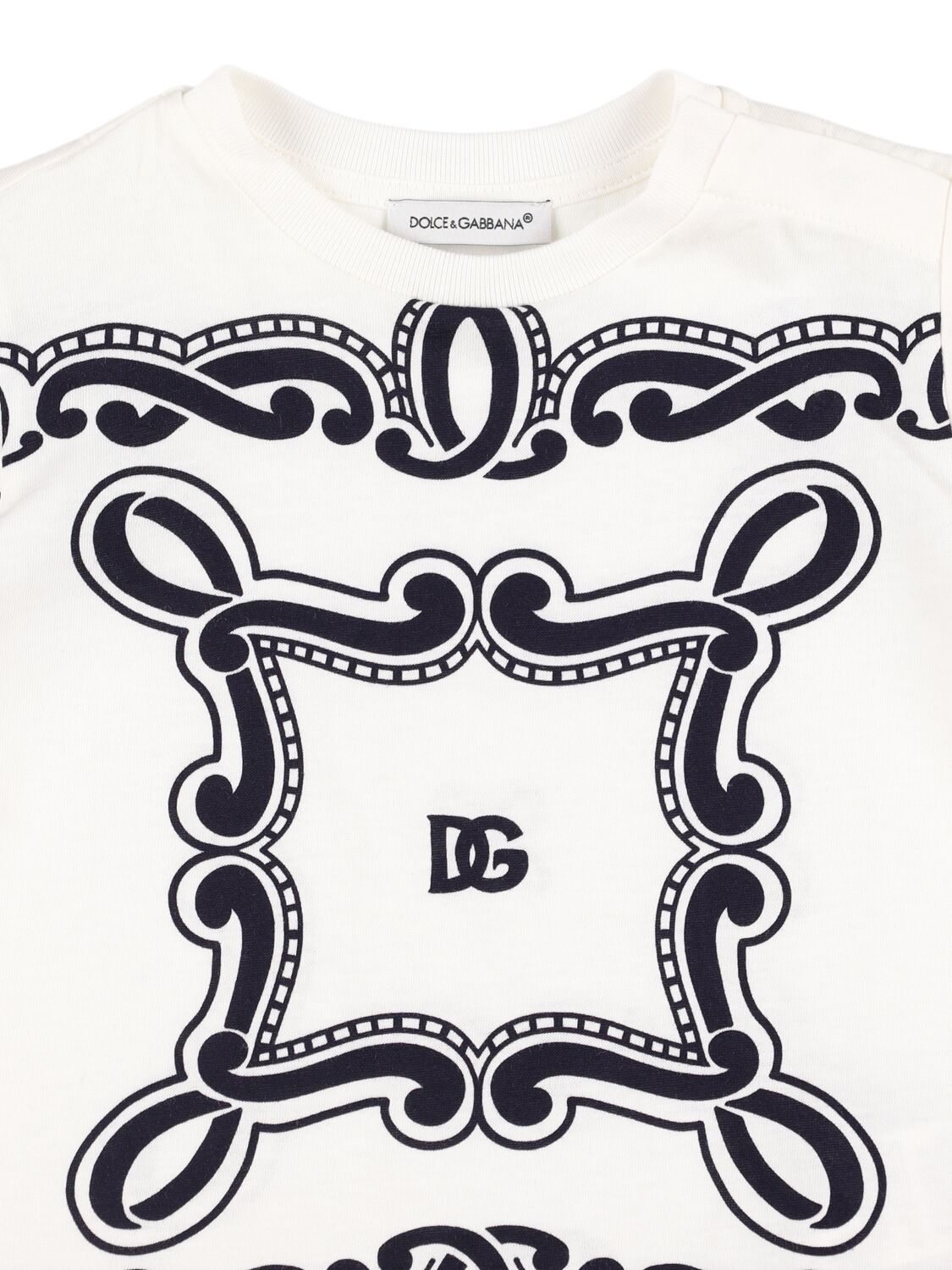Dolce & Gabbana Printed Cotton Jersey T-shirt In White/black