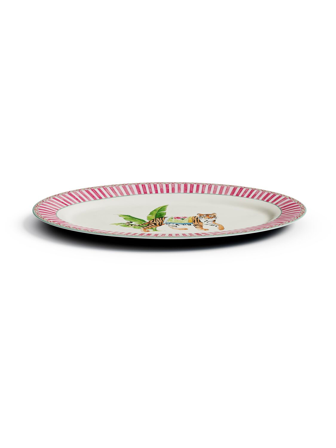 Lisa Corti Porcelain Platter (36cm X 24,5cm) In Pink/white