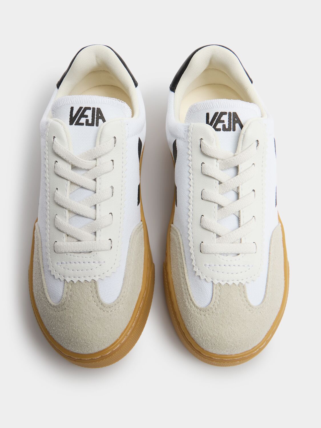 Veja Small Volley Canvas Lace-up Sneakers In White/black
