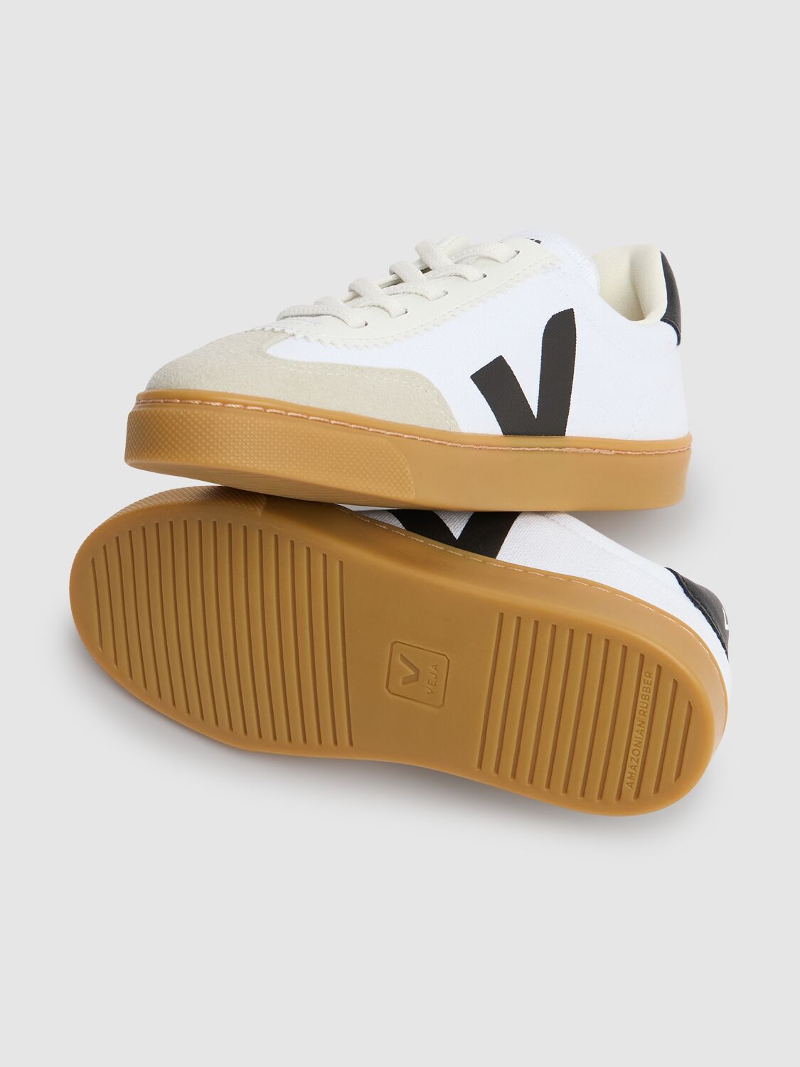 Veja Small Volley Canvas Lace-up Sneakers In White/black