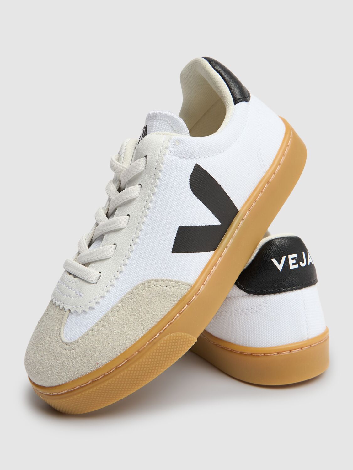 Veja Small Volley Canvas Lace-up Sneakers In White/black