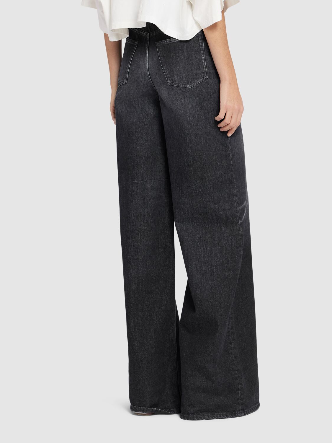 CHLOÉ COTTON DENIM HIGH RISE WIDE JEANS 