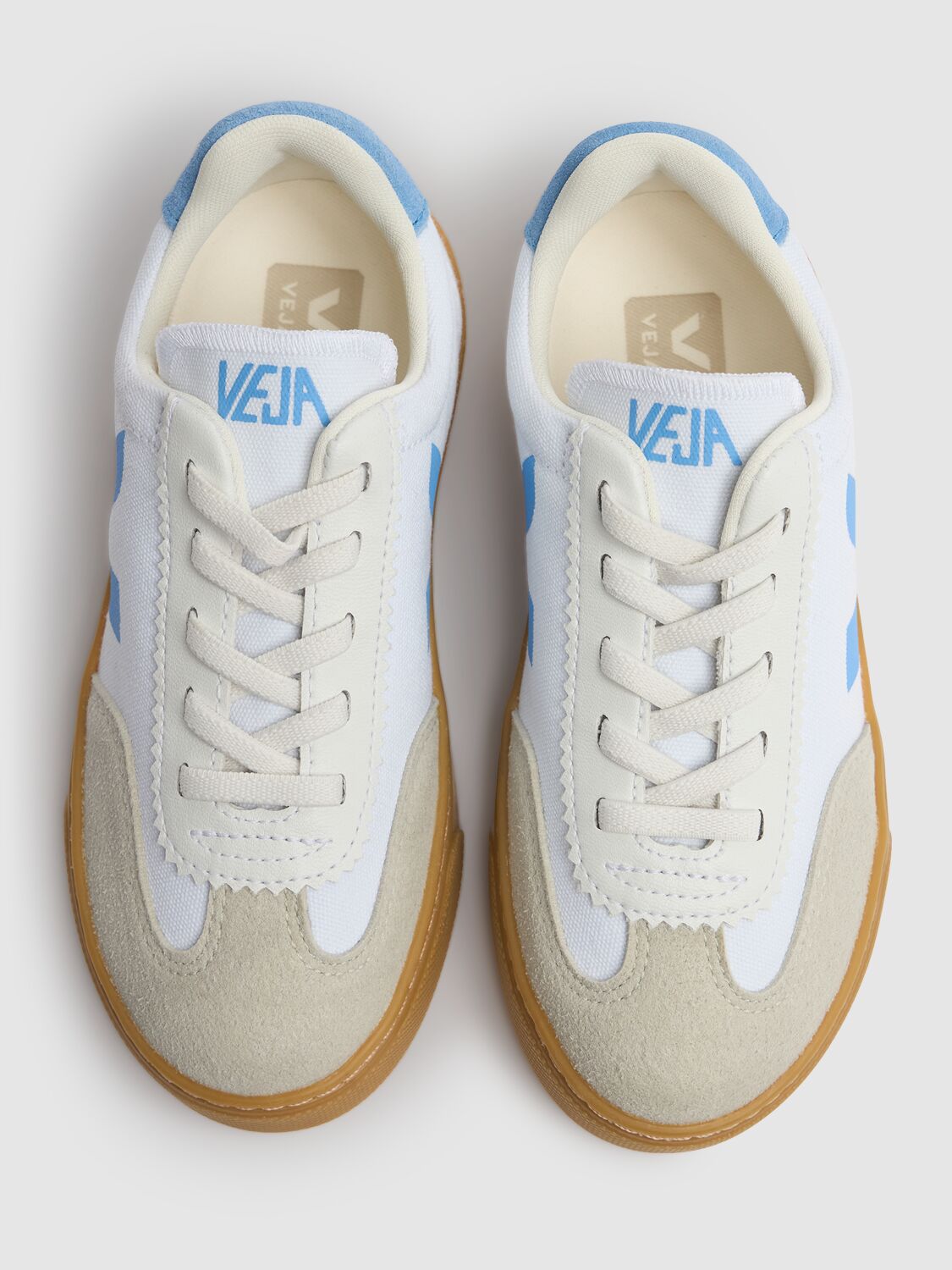 Veja Small Volley Canvas Lace-up Sneakers In White/blue