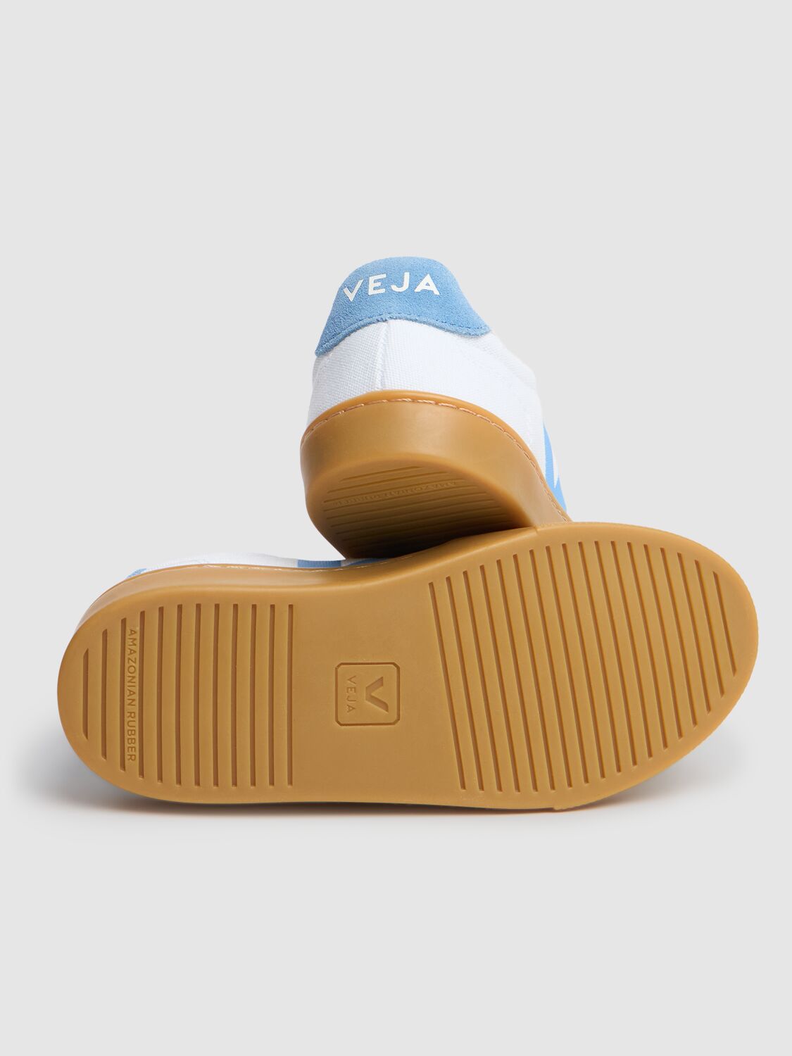 Veja Small Volley Canvas Lace-up Sneakers In White/blue