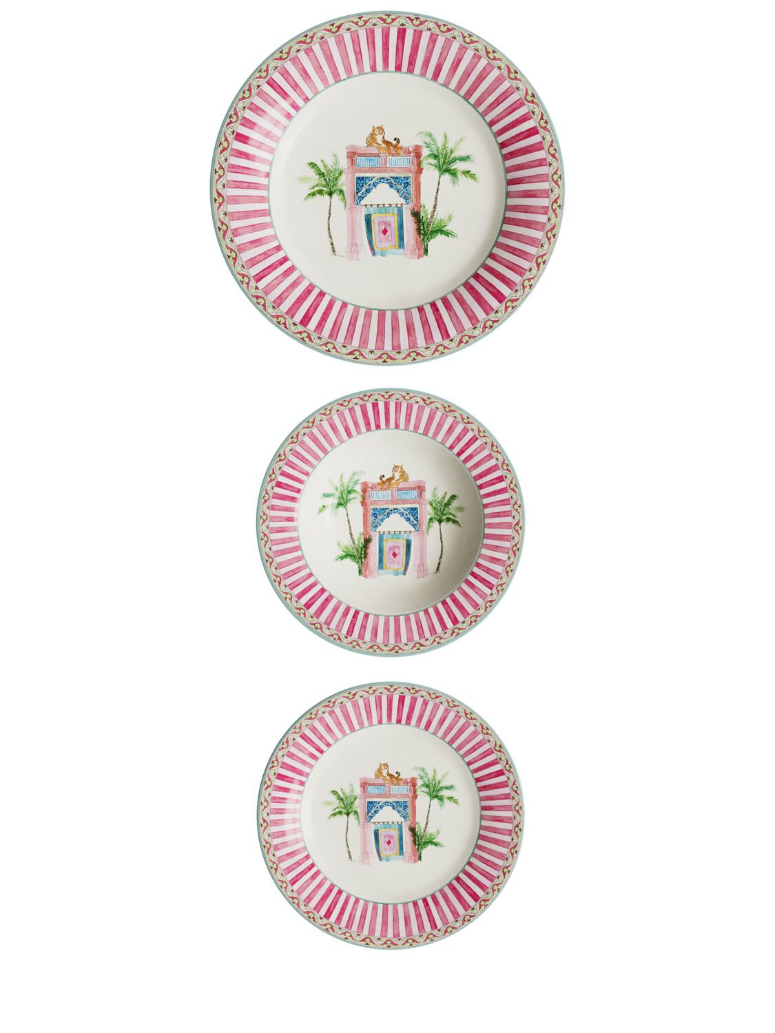 Lisa Corti Set Of 3 Sariska Plataes In Pink