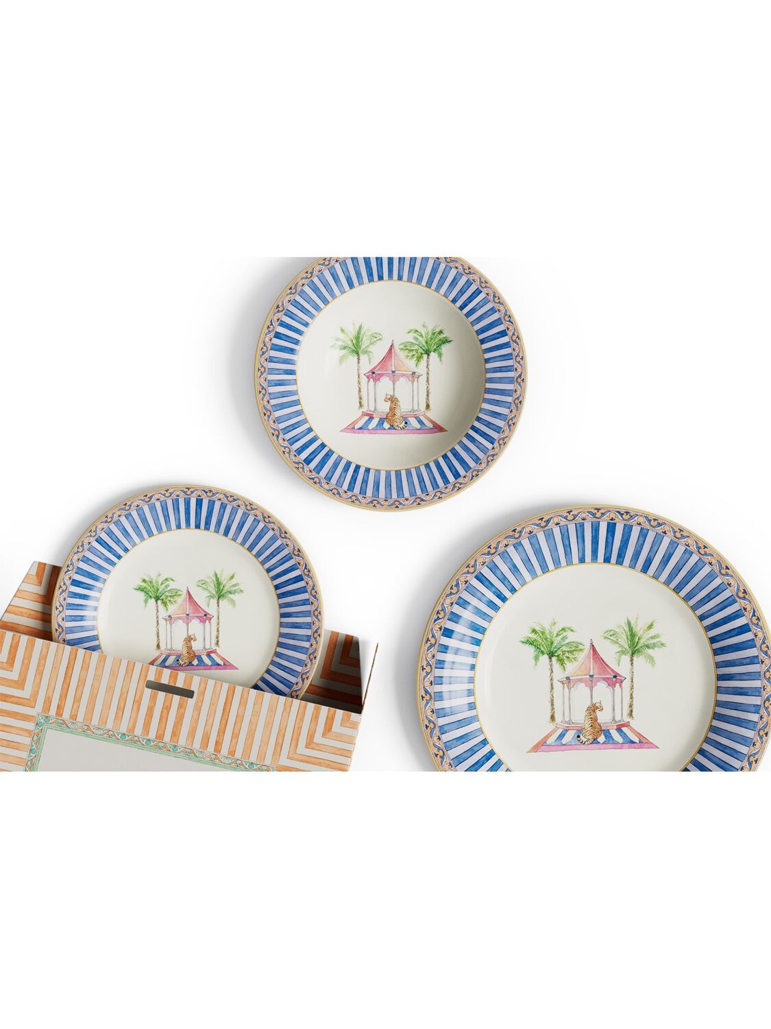 Lisa Corti Set Of 3 Sariska Plataes In Blue