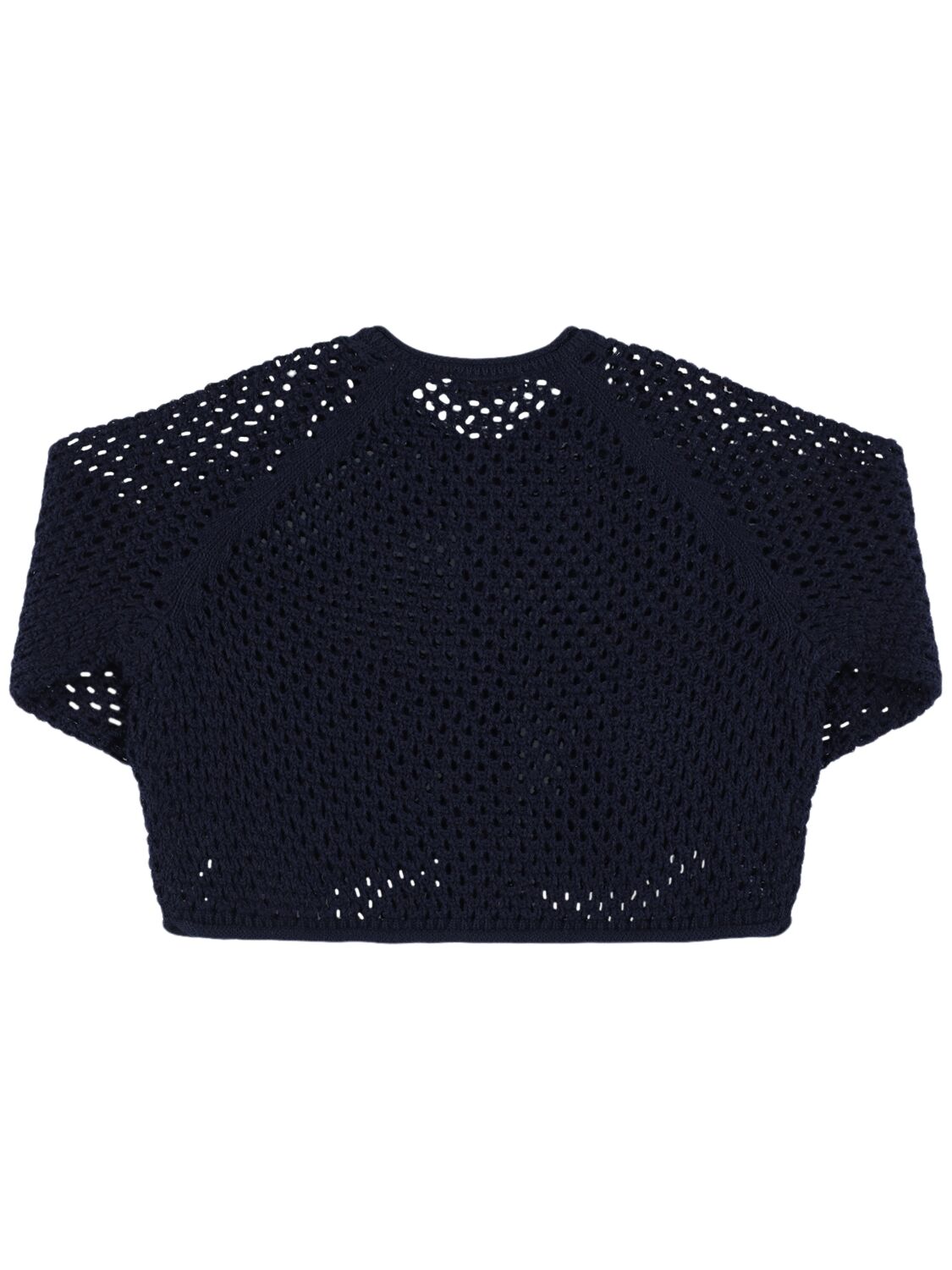 Il Gufo Open Knit Cotton Cardigan In Blue
