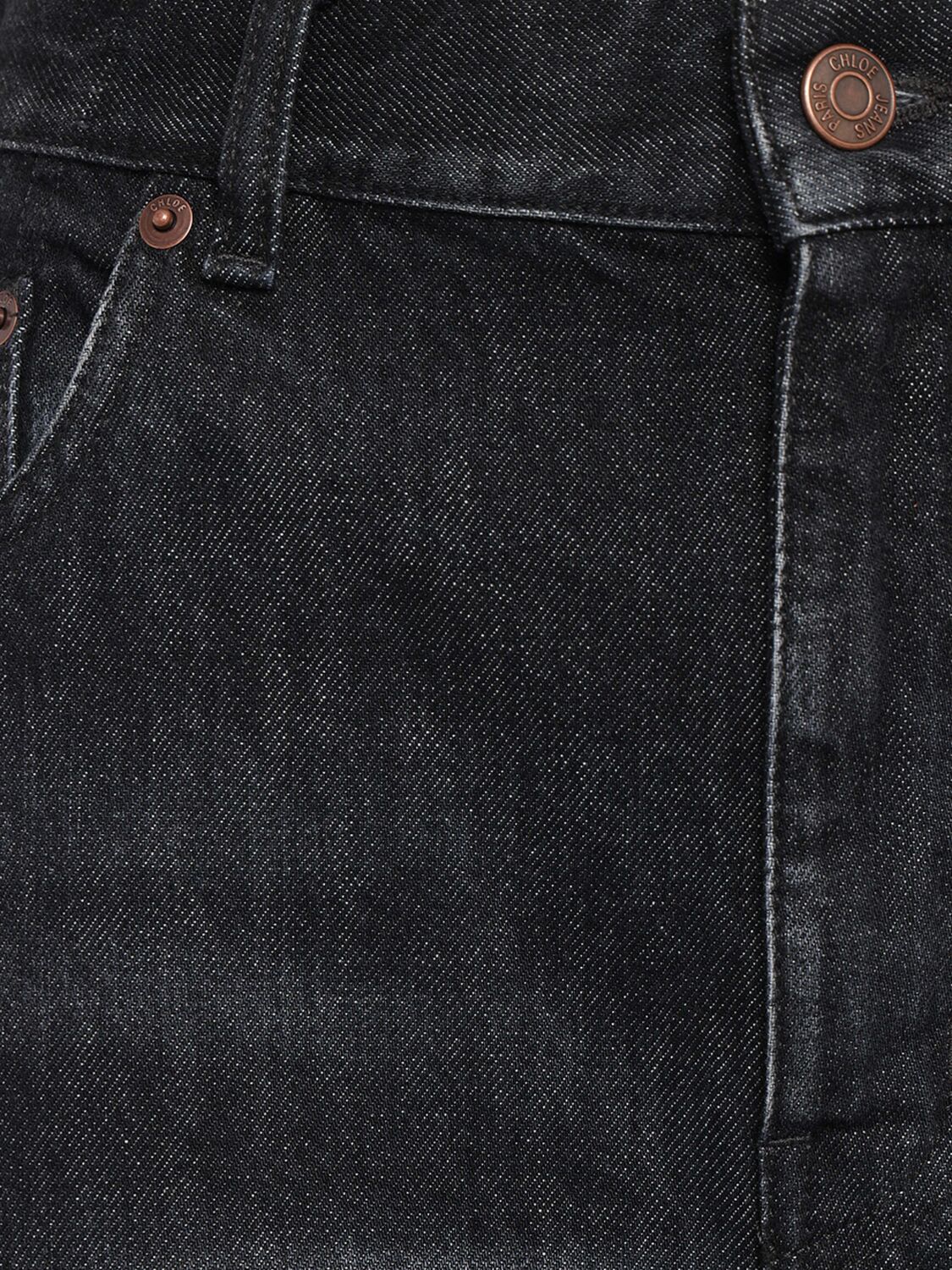 CHLOÉ COTTON DENIM HIGH RISE WIDE JEANS 