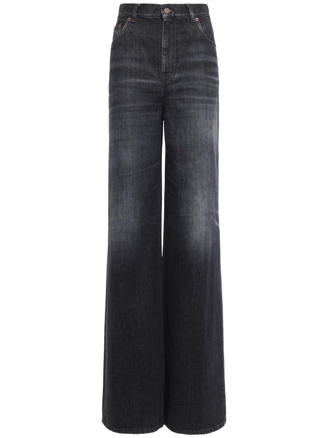 Chloé Cotton Denim High Rise Wide Jeans