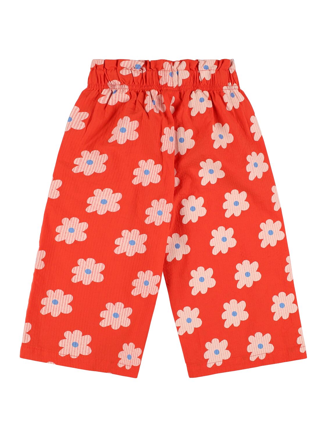Jellymallow Flower Printed Cotton Wide Pants In Red