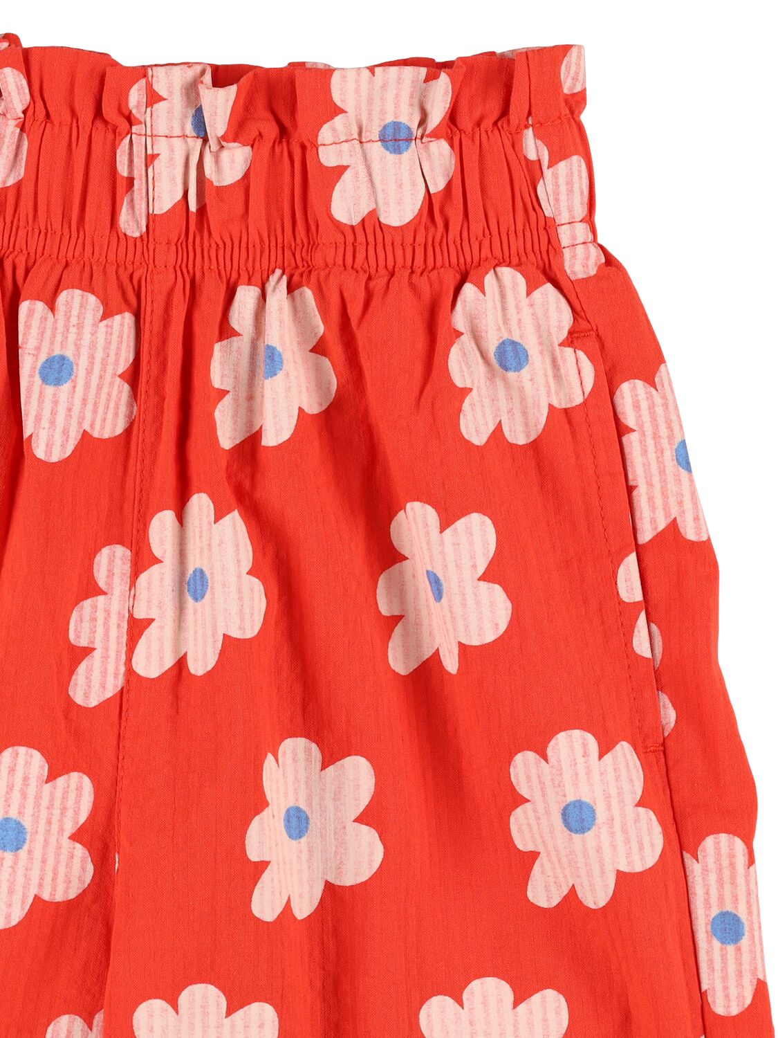 Jellymallow Flower Printed Cotton Wide Pants In Red