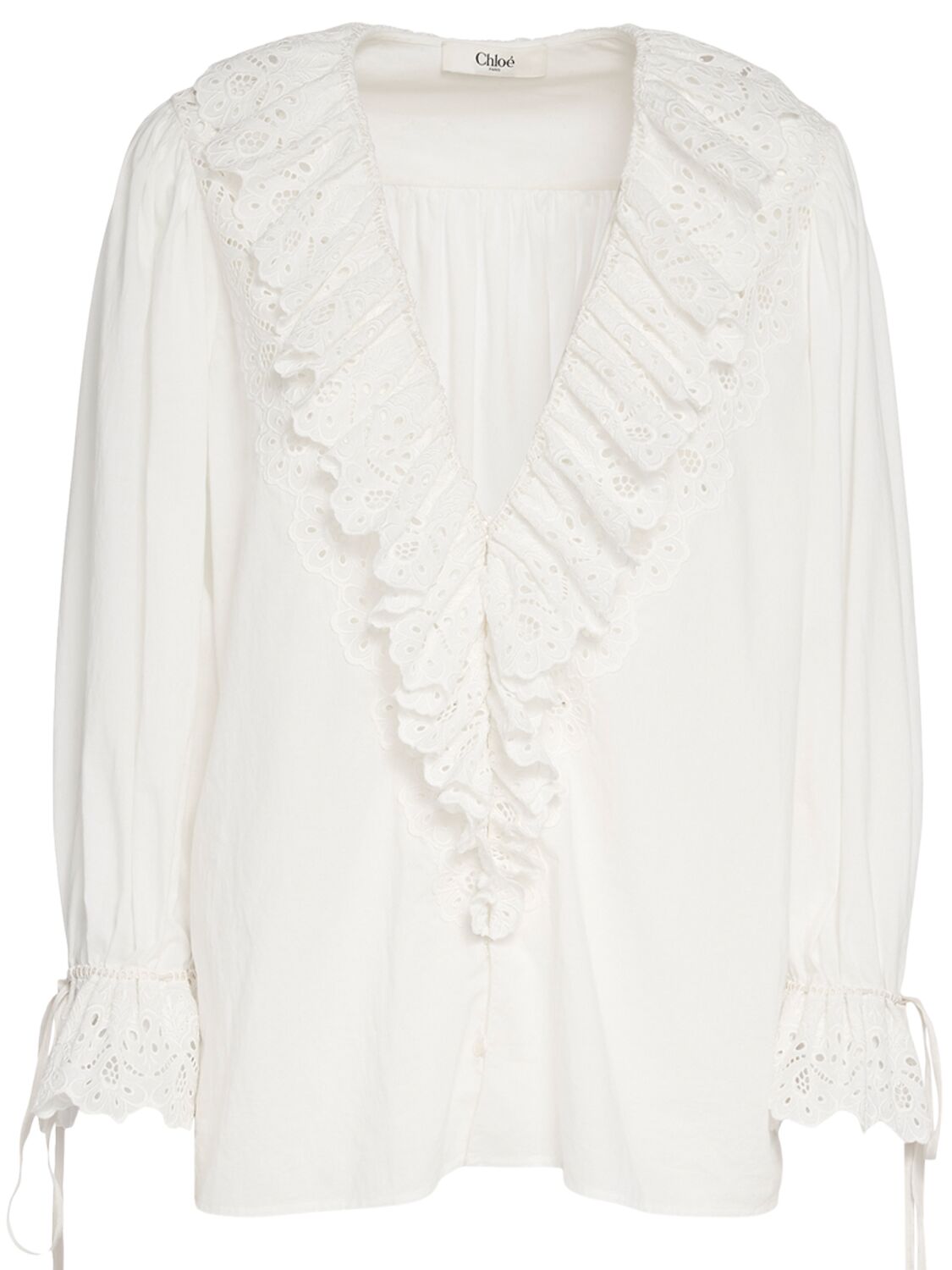 Pantalon En Coton À Volants - CHLOÉ - Modalova