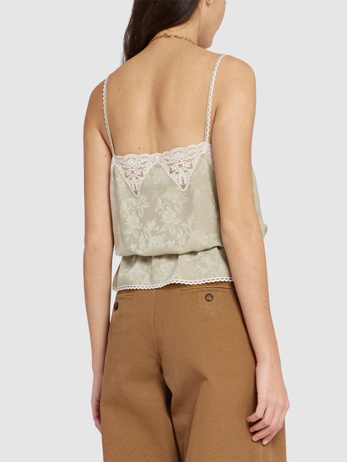 Chloé Silk Top With Drawstring Waist And Floral Pattern