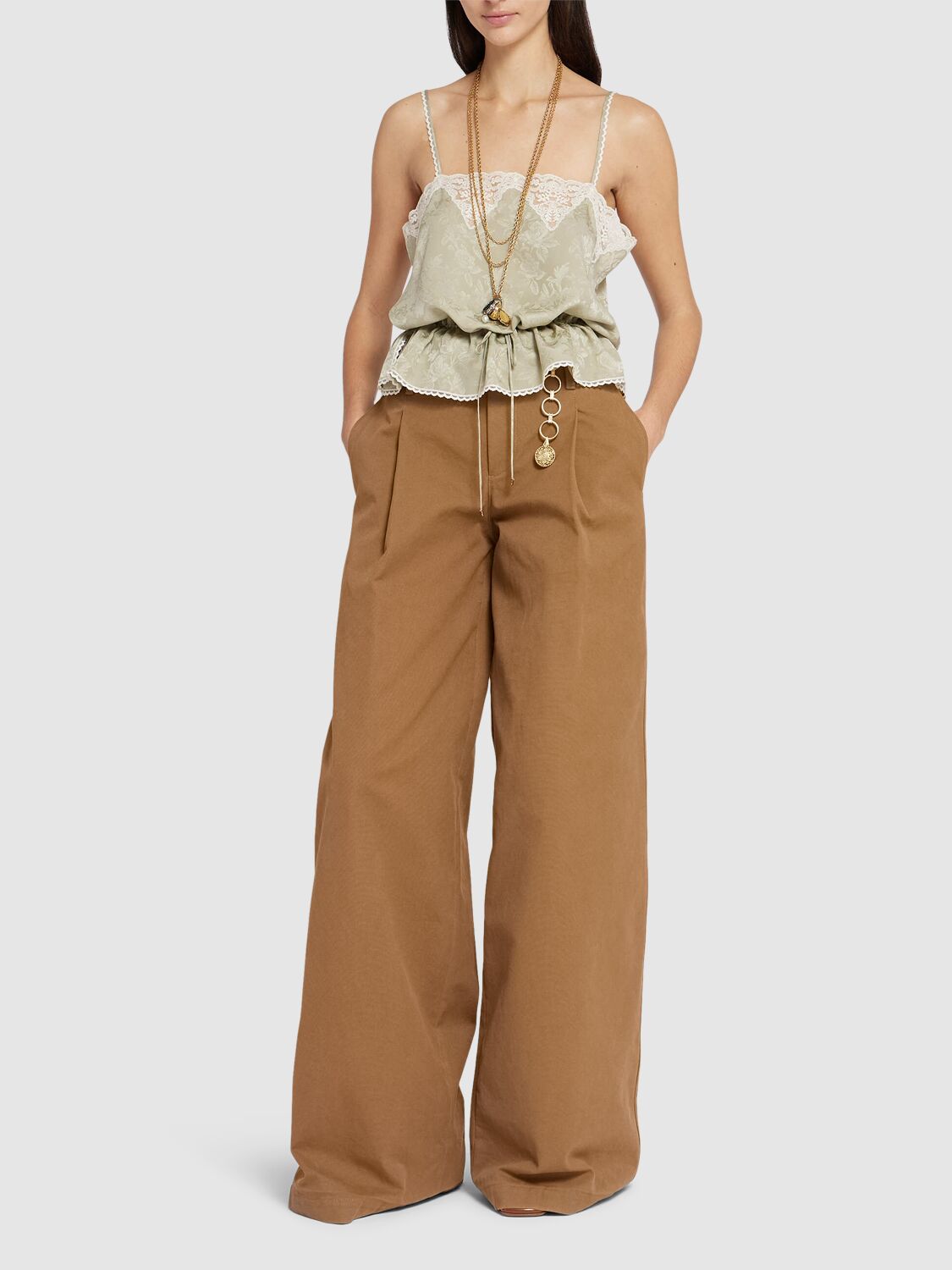 Chloé Silk Top With Drawstring Waist And Floral Pattern