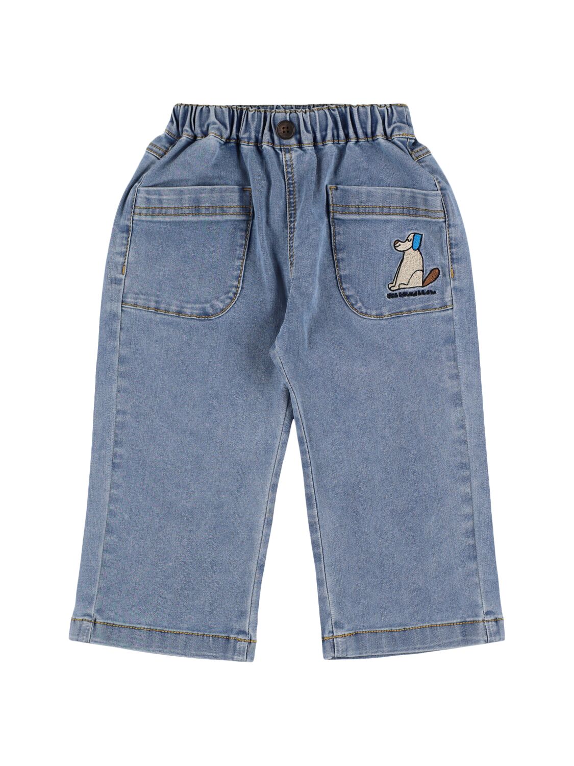 Jellymallow Cotton Blend Denim Jeans In Light Blue