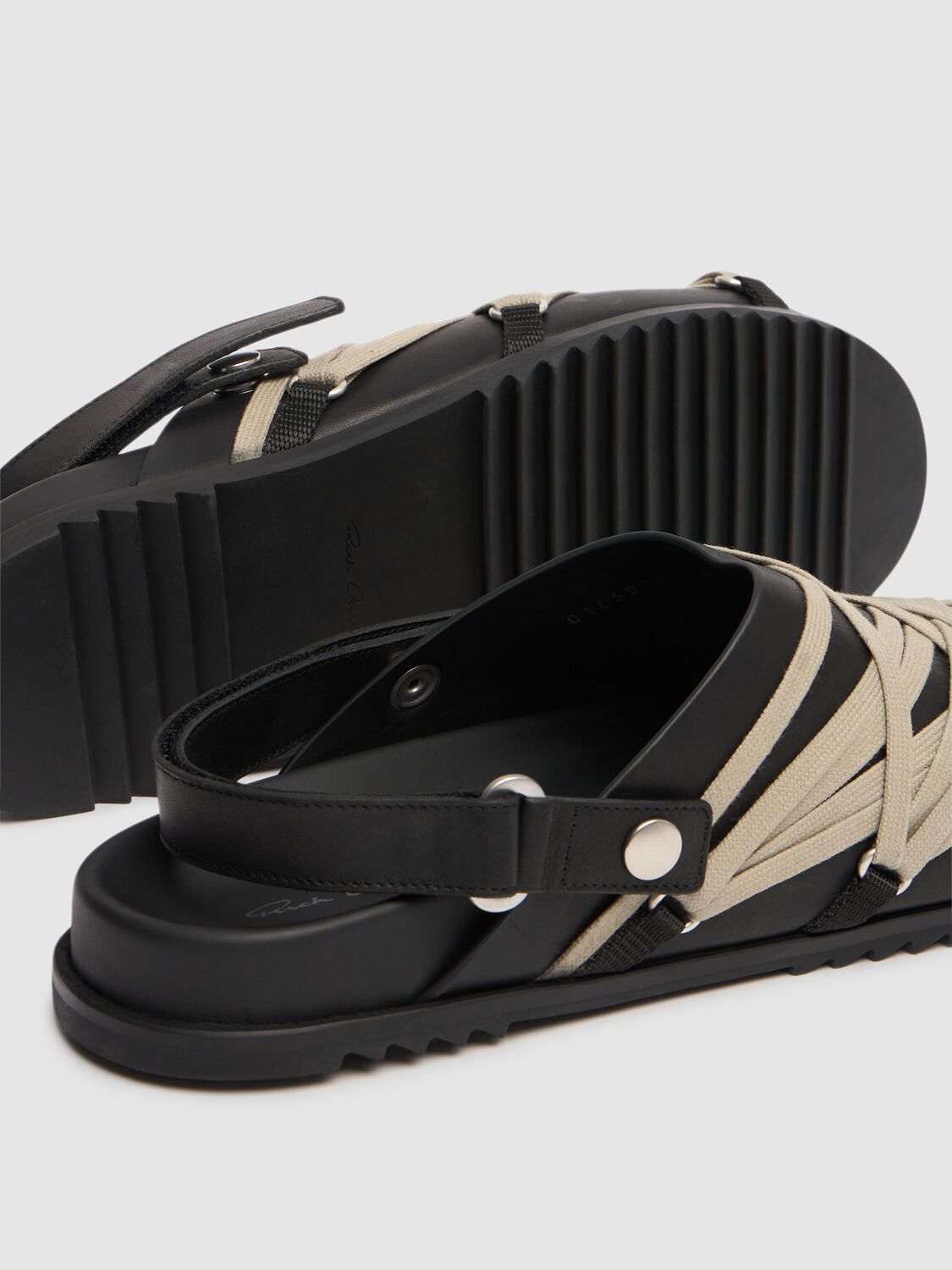【Rick Owens】Megalaced Calf Leather Mules Rick Owens Megalaced Leather Mules | Saks Fifth Avenue