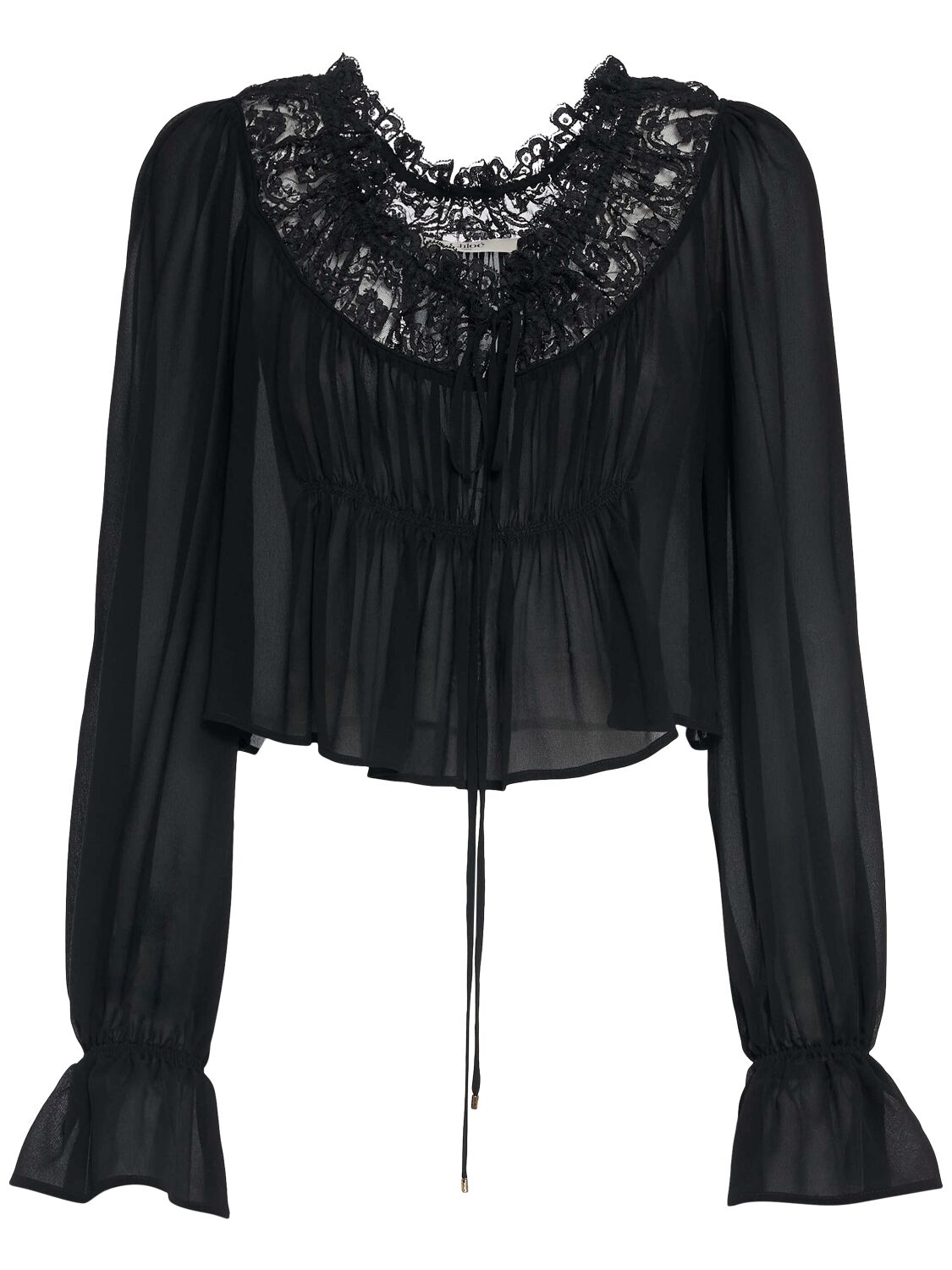 Chloé Striped Silk Satin Mousseline Shirt