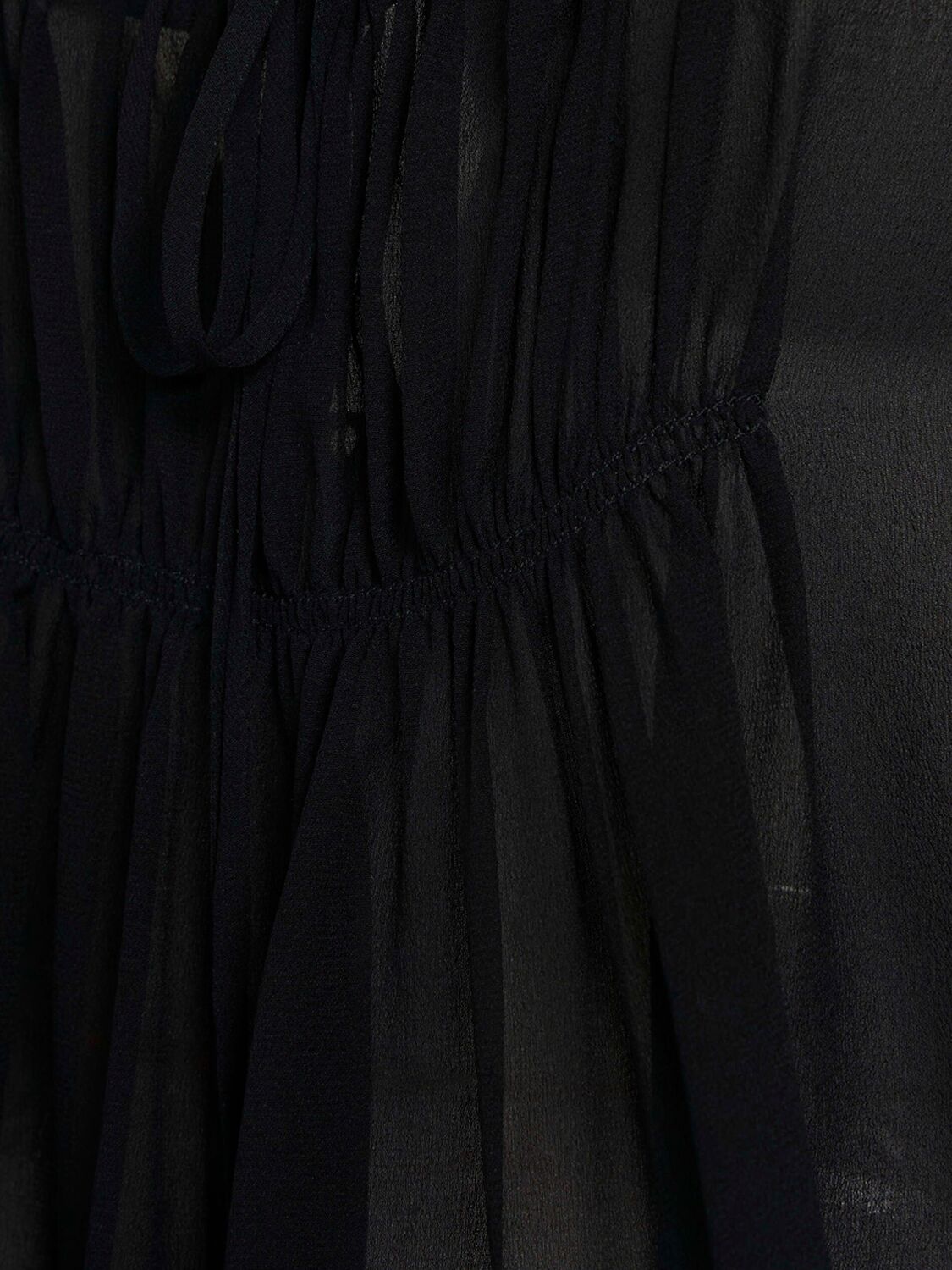 Chloé Striped Silk Satin Mousseline Shirt In Black