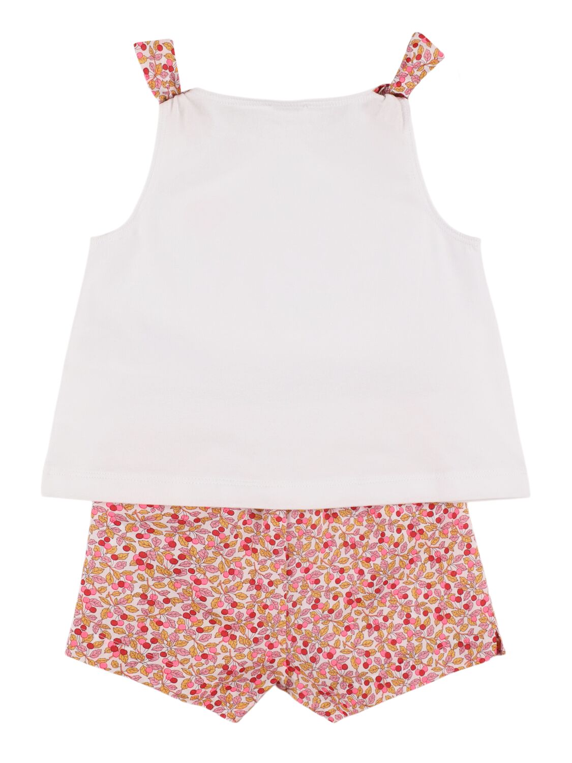 Il Gufo Stretch Cotton Tank Top & Shorts In White/orange