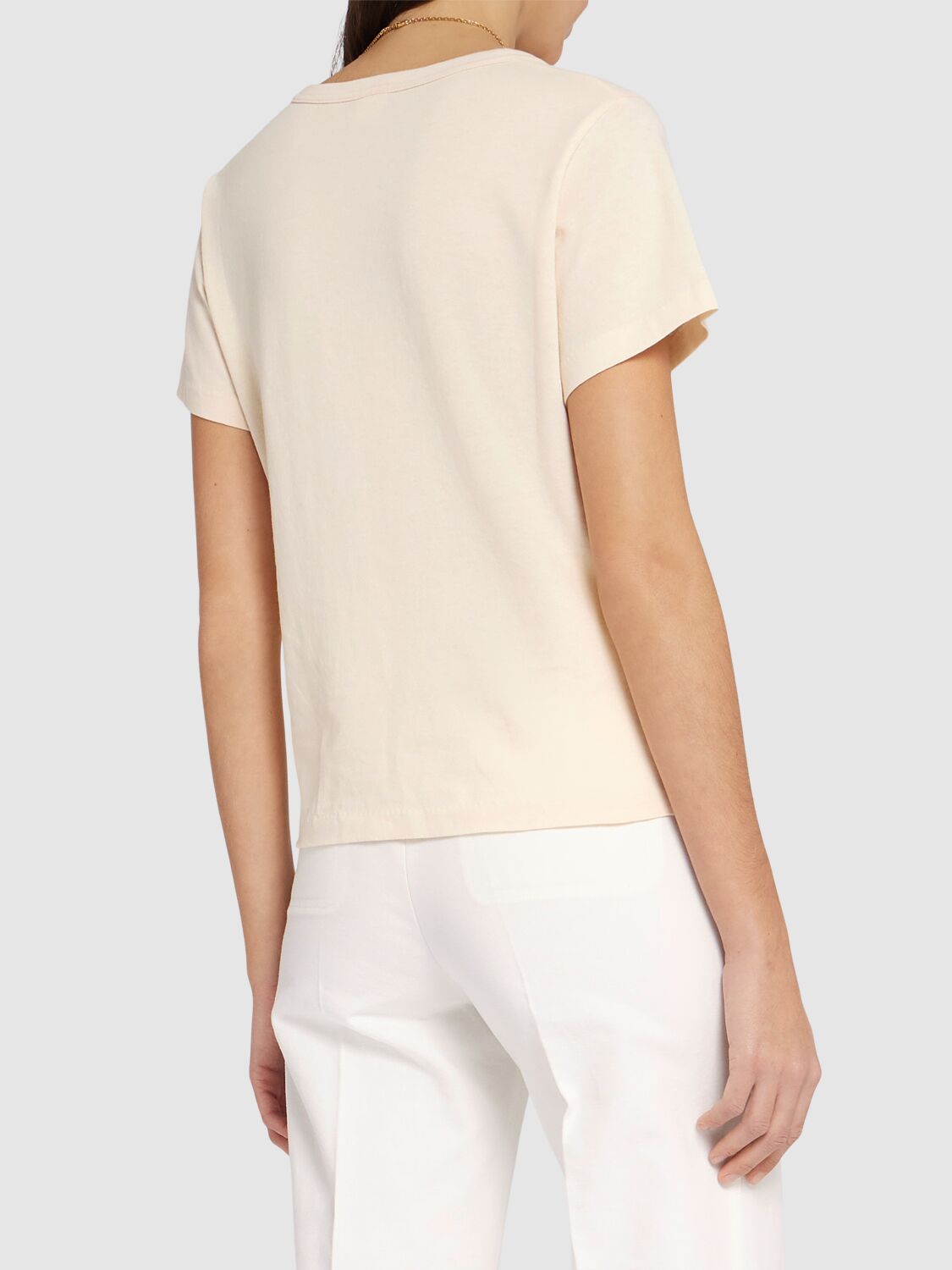 Chloé Pink Crewneck T-shirt With Maxi Logo Print On The Front In Cotton Woman