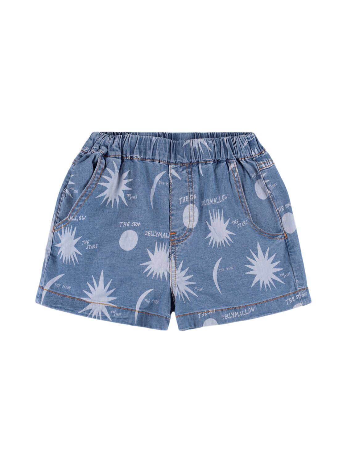 Jellymallow Star Print Cotton Shorts In Light Blue