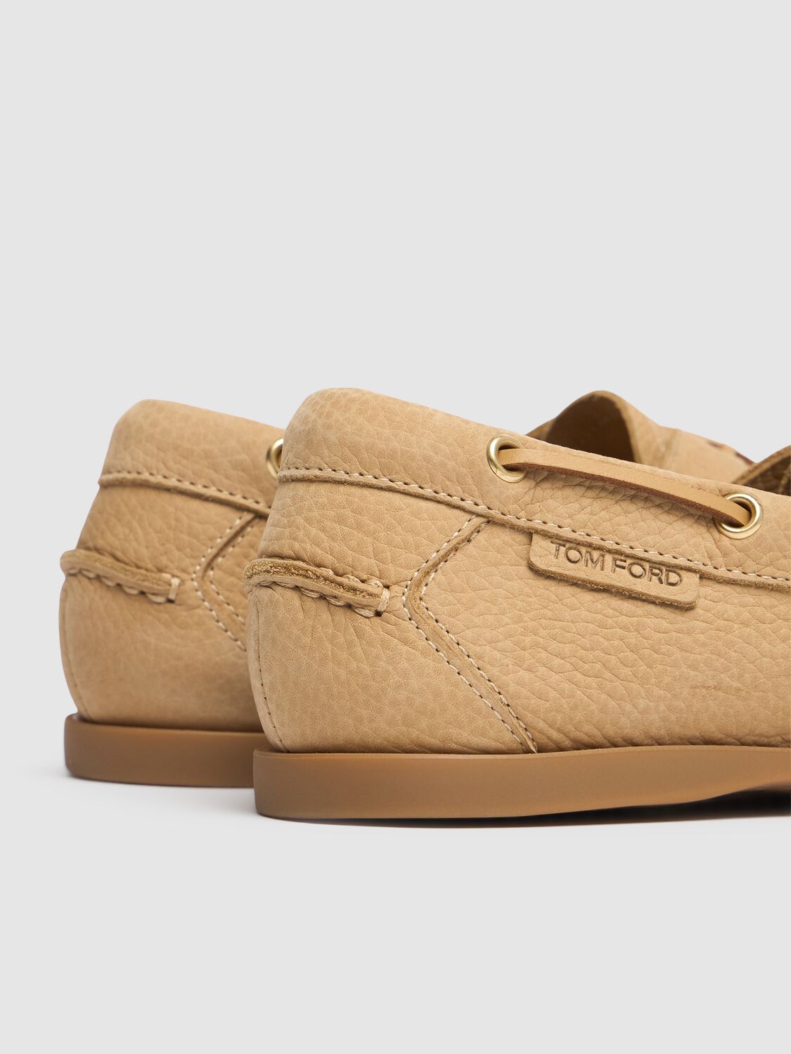 Tom Ford 5mm Robin Grained Nubuck Loafers In Peanut