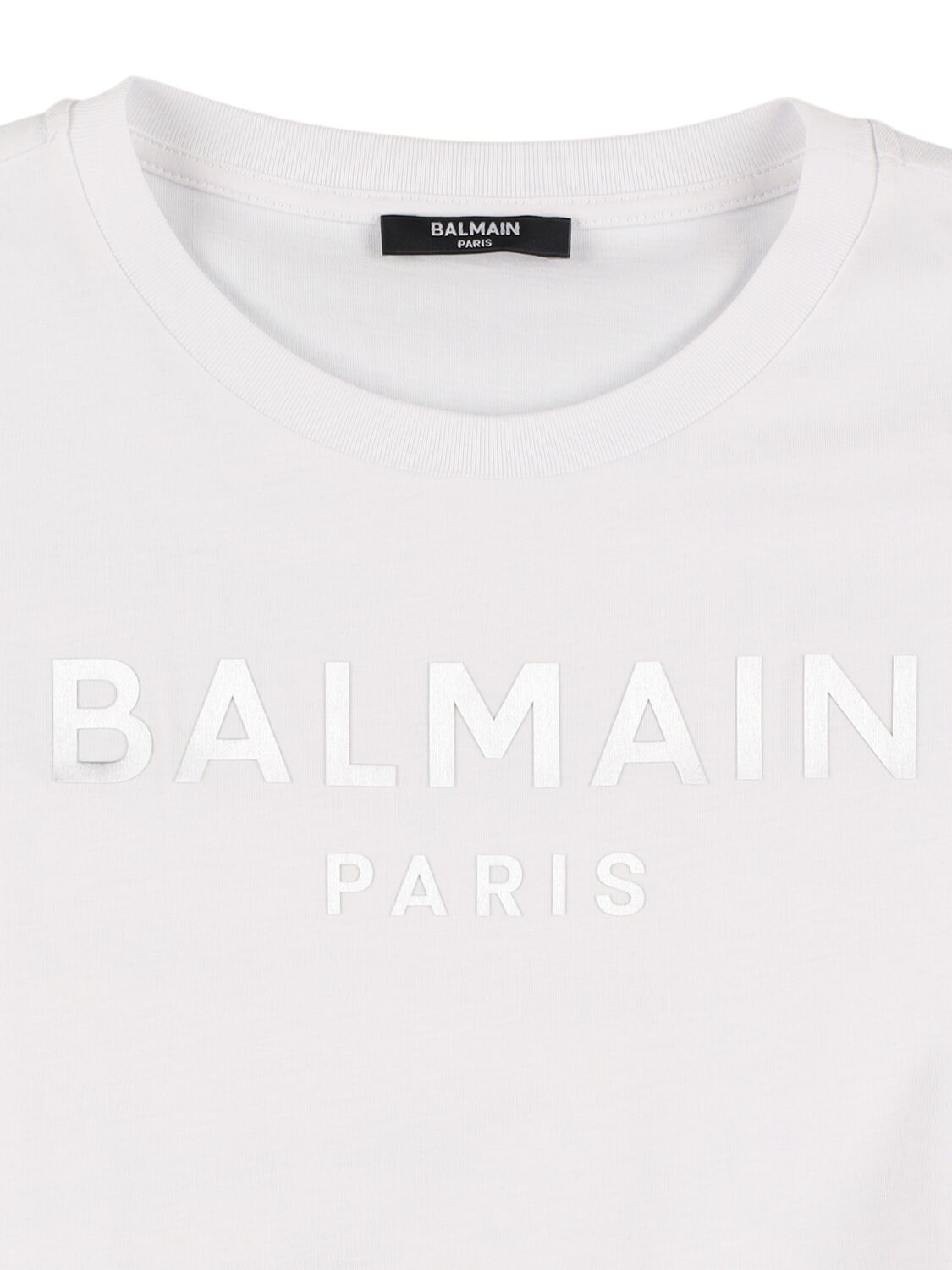Balmain Printed Cotton Dress In White/black
