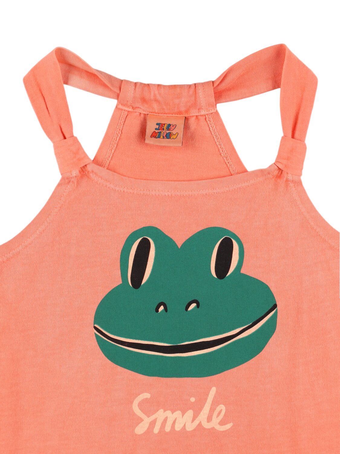 Jellymallow Frog Print Cotton Jersey Tank Top In Dark Orange