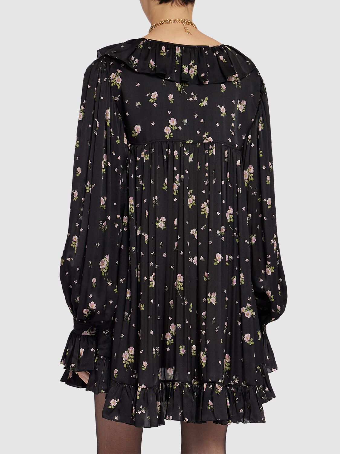 Chloé Liberty Print Long Sleve Silk Charmeuse Minidress
