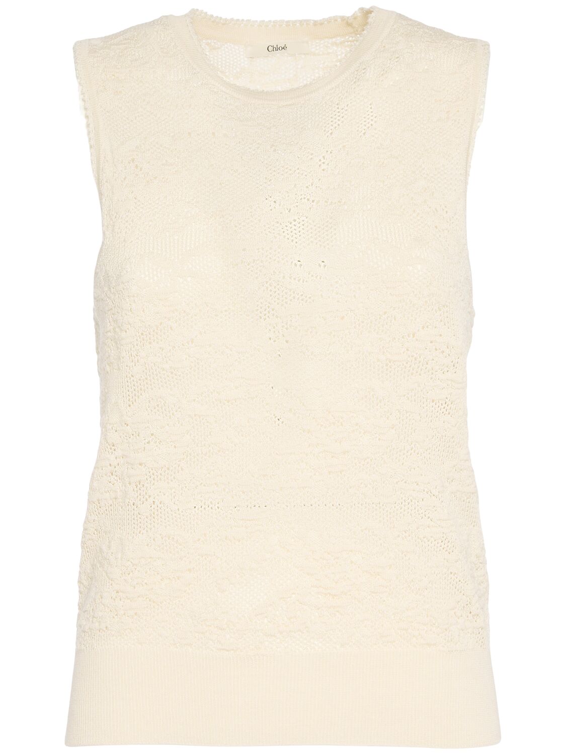 Shop Chloé Lace Stitch Cotton Blend Knit Cardigan