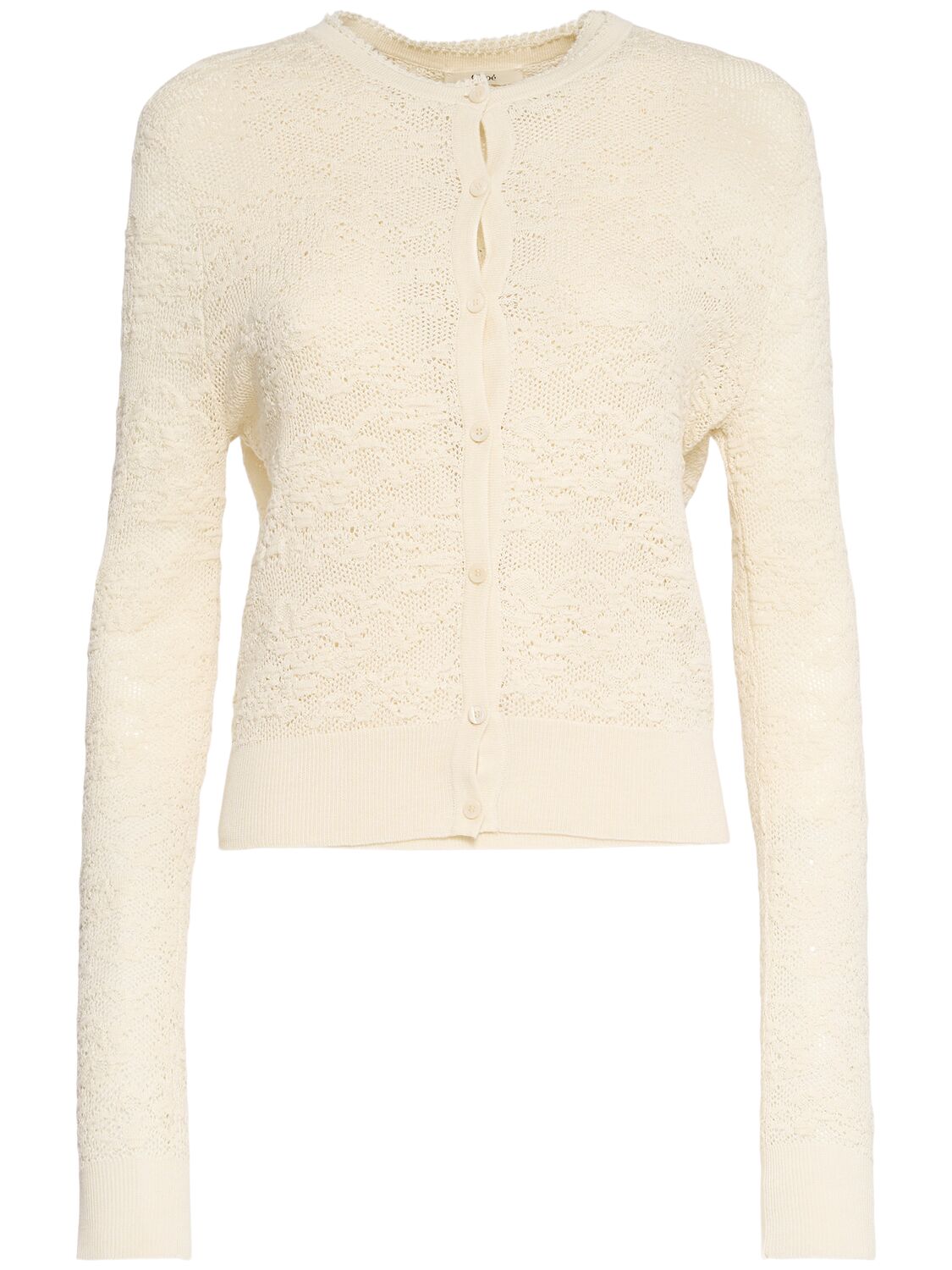 CHLOÉ LACE STITCH COTTON BLEND KNIT CARDIGAN 