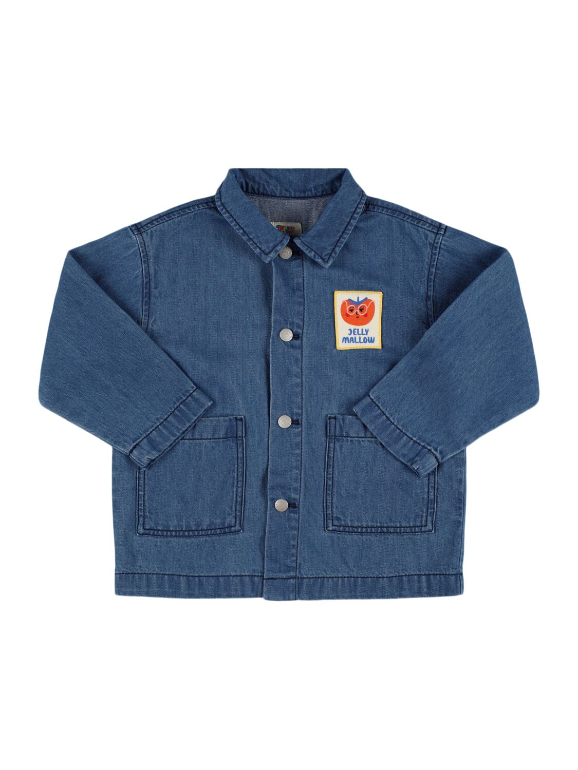 Jellymallow Embroidered Cotton Chambray Jacket In Blue