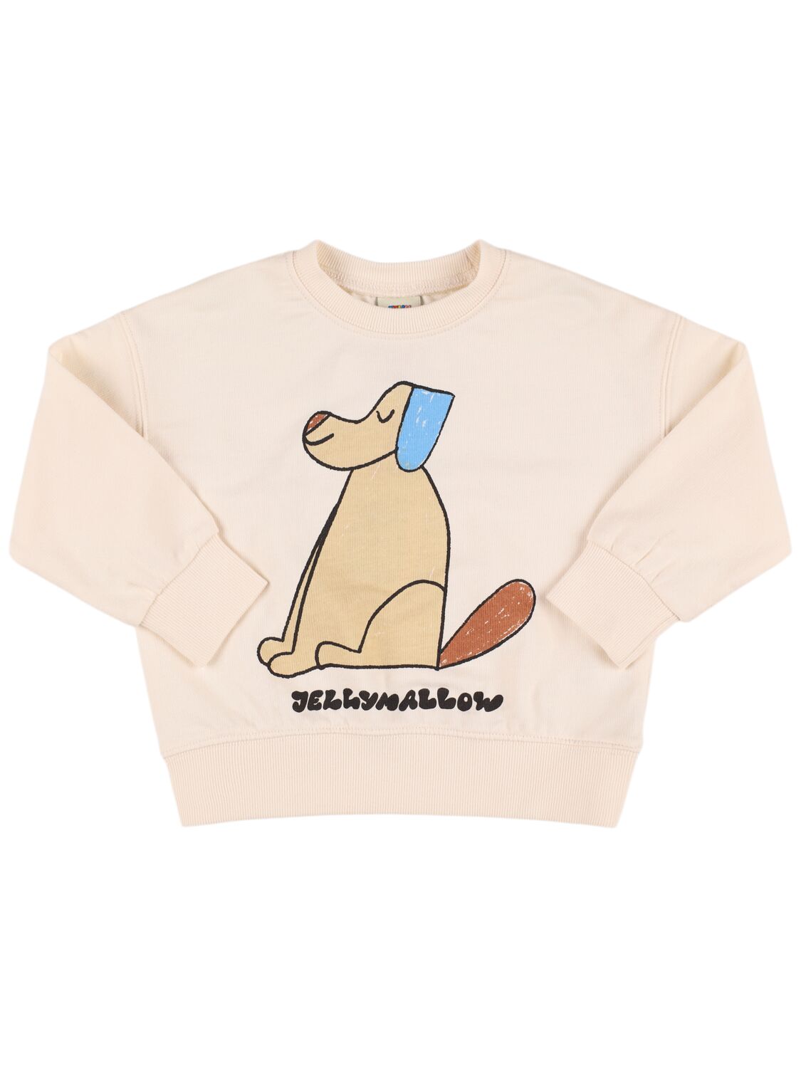 Jellymallow Dog Print Cotton Crewneck Sweatshirt In Off-white