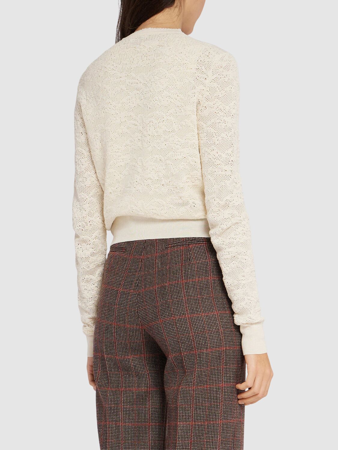 CHLOÉ LACE STITCH COTTON BLEND KNIT CARDIGAN 