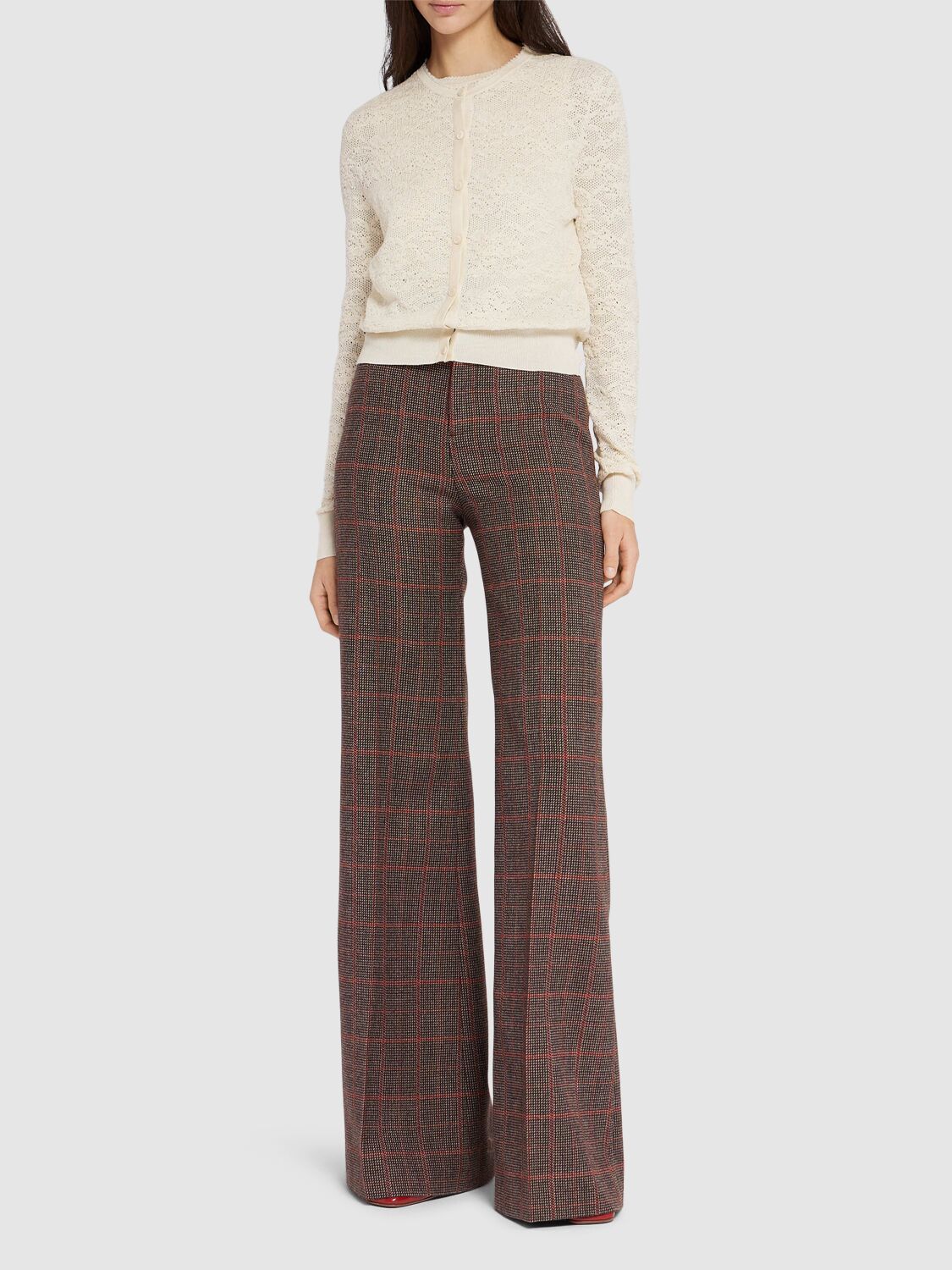 CHLOÉ LACE STITCH COTTON BLEND KNIT CARDIGAN 