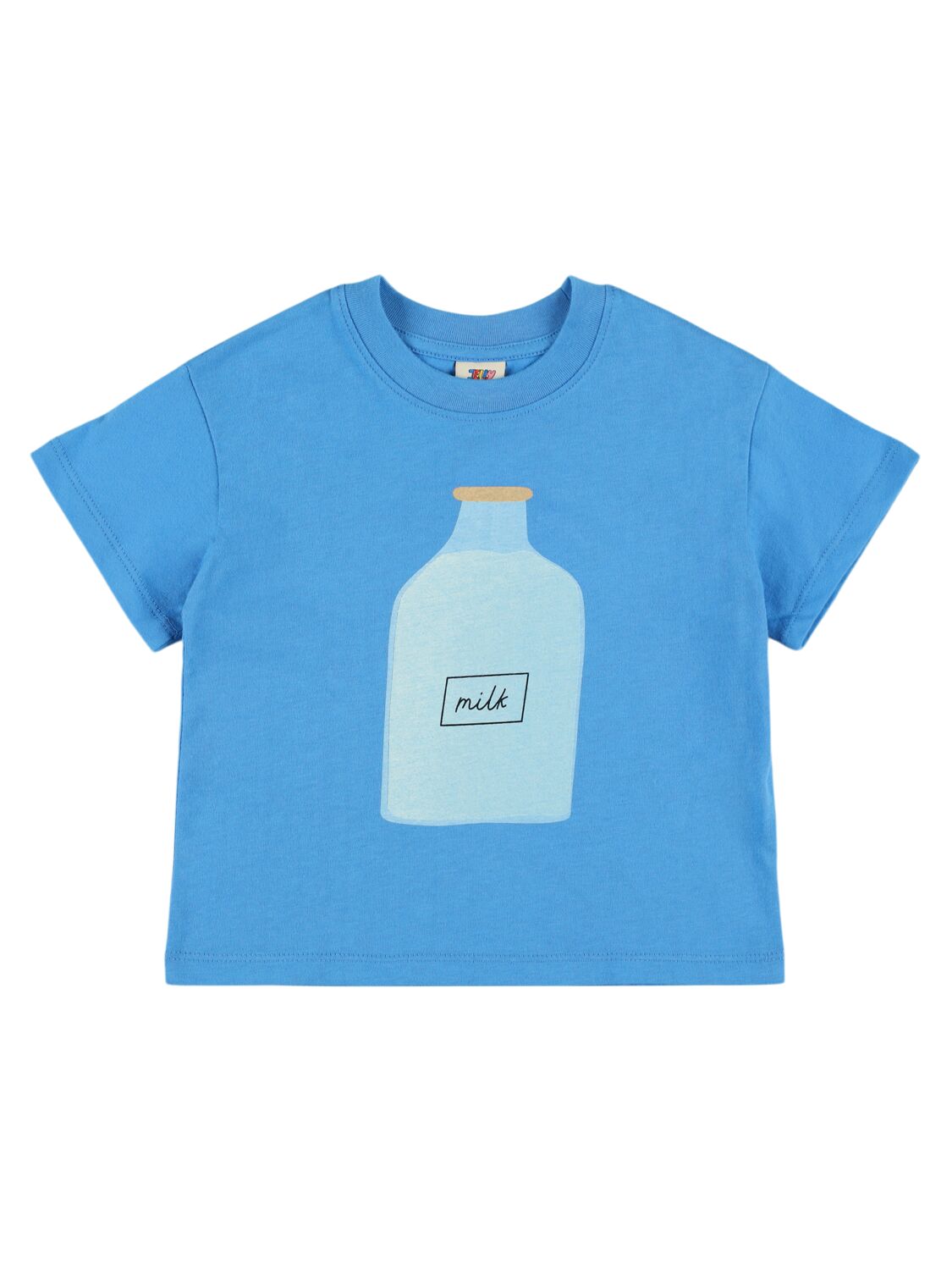 Jellymallow Milk Print Cotton Jersey T-shirt In Blue