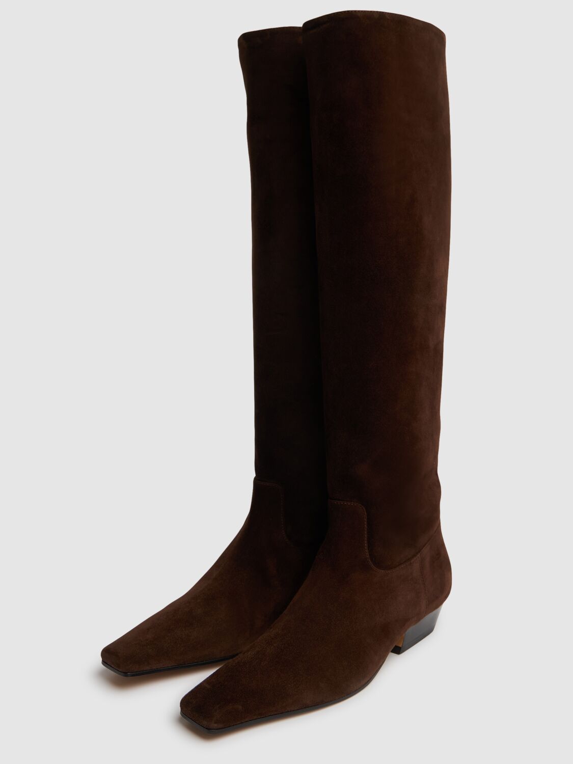 Khaite Marfa Classic Flat Knee High Boot In Dark Brown