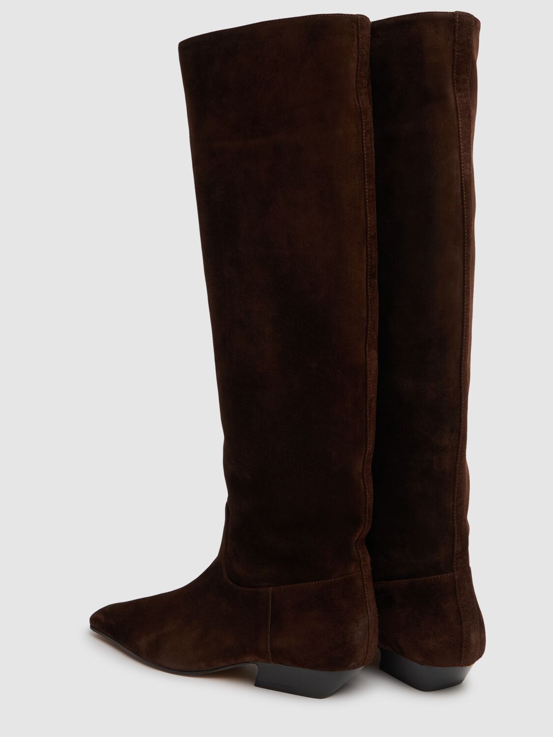 Khaite Marfa Classic Flat Knee High Boot In Dark Brown