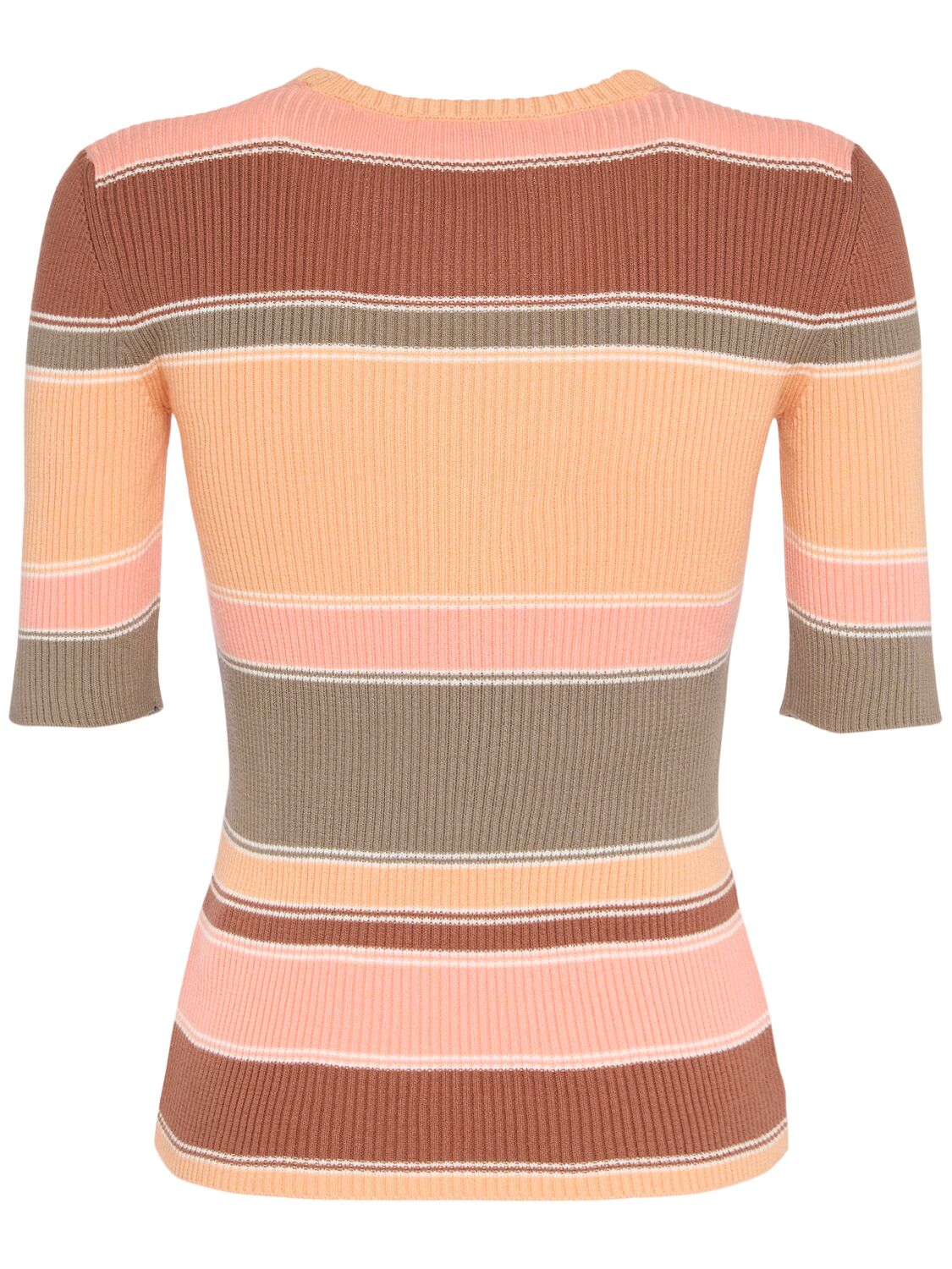 Chloé Striped Ribbed-knit Cotton Top In Neutral