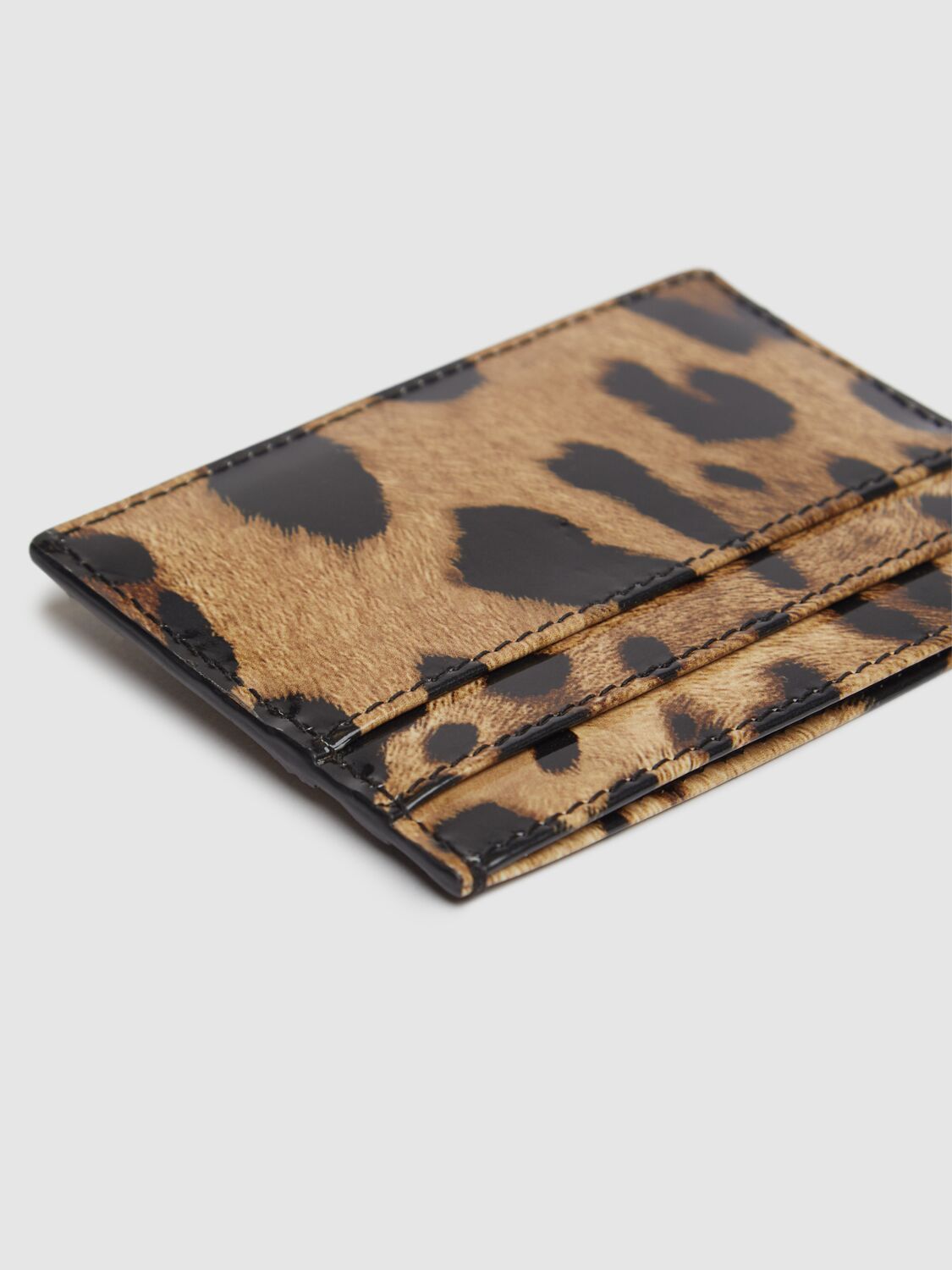 Dolce & Gabbana Printed Leather Card Holder In Leopard