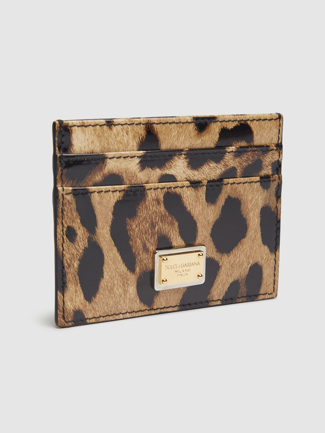 Dolce & Gabbana Printed Leather Card Holder In Leopard