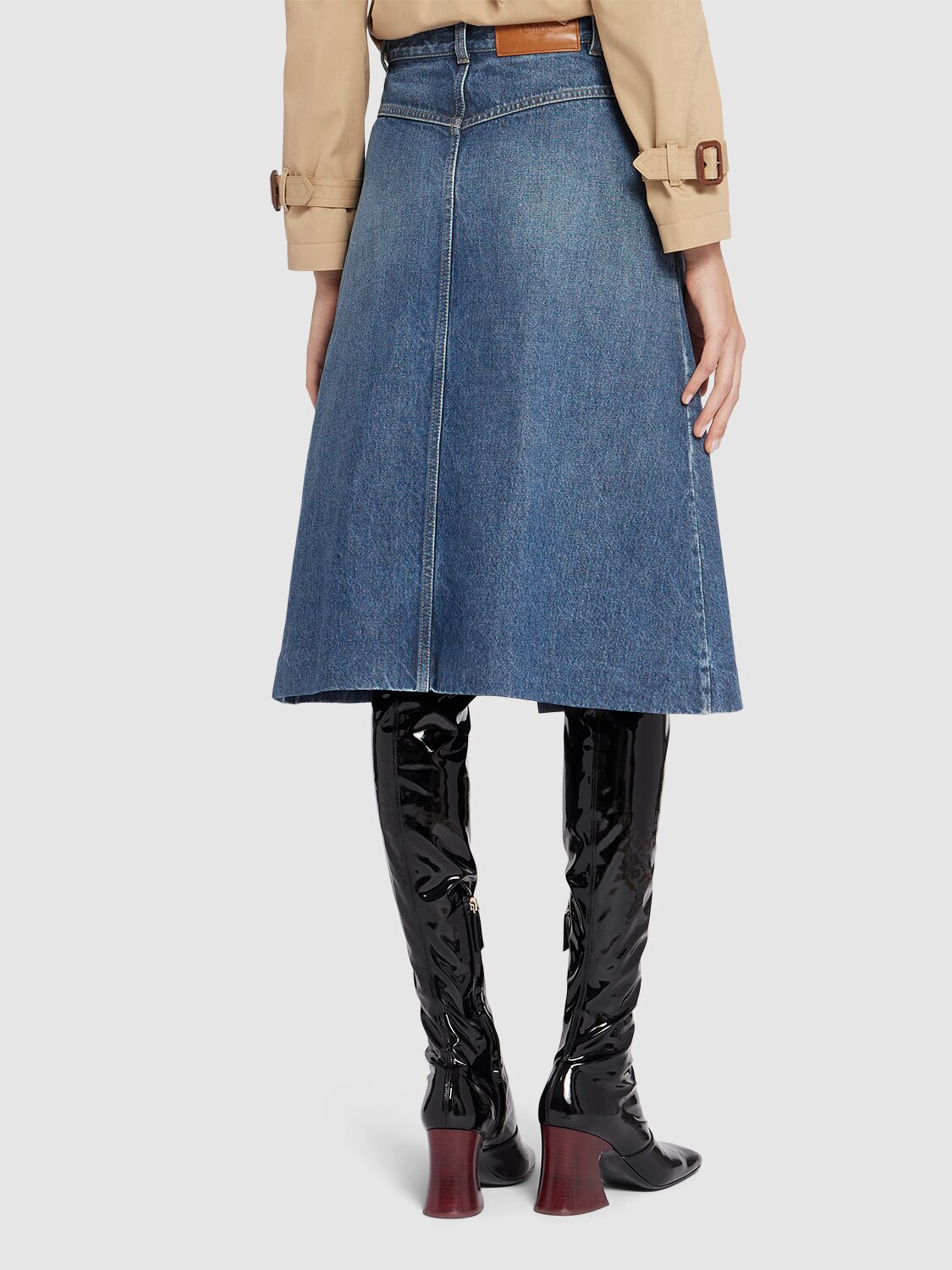 Chloé Cotton Denim Midi Skirt