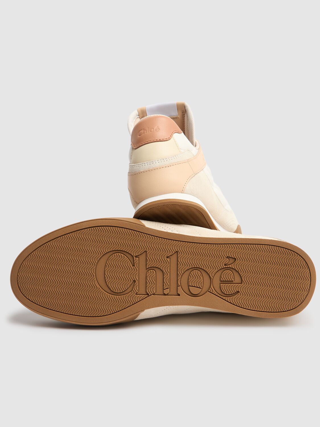 Shop Chloé Kick Leather Lace-up Low Sneakers In Tender Peach