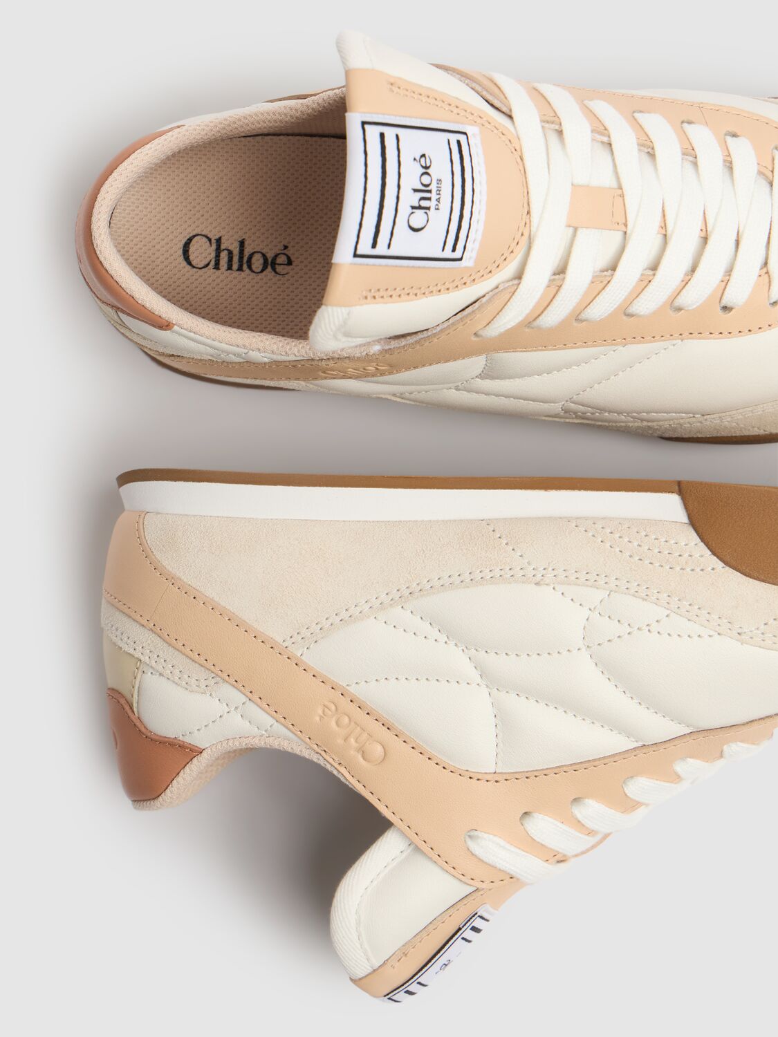 Shop Chloé Kick Leather Lace-up Low Sneakers In Tender Peach