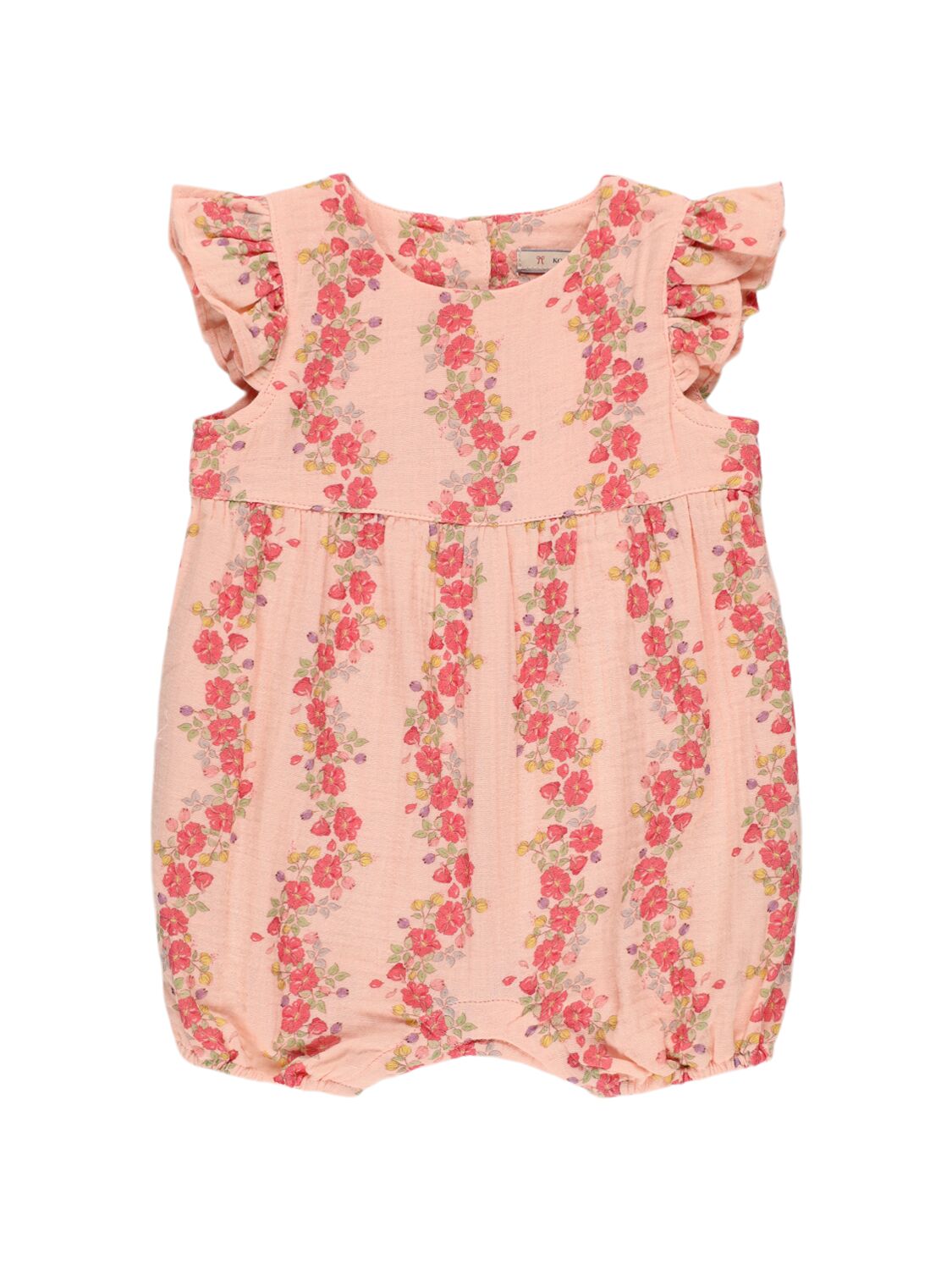 Konges Sløjd Printed Cotton Romper In Beige/pink