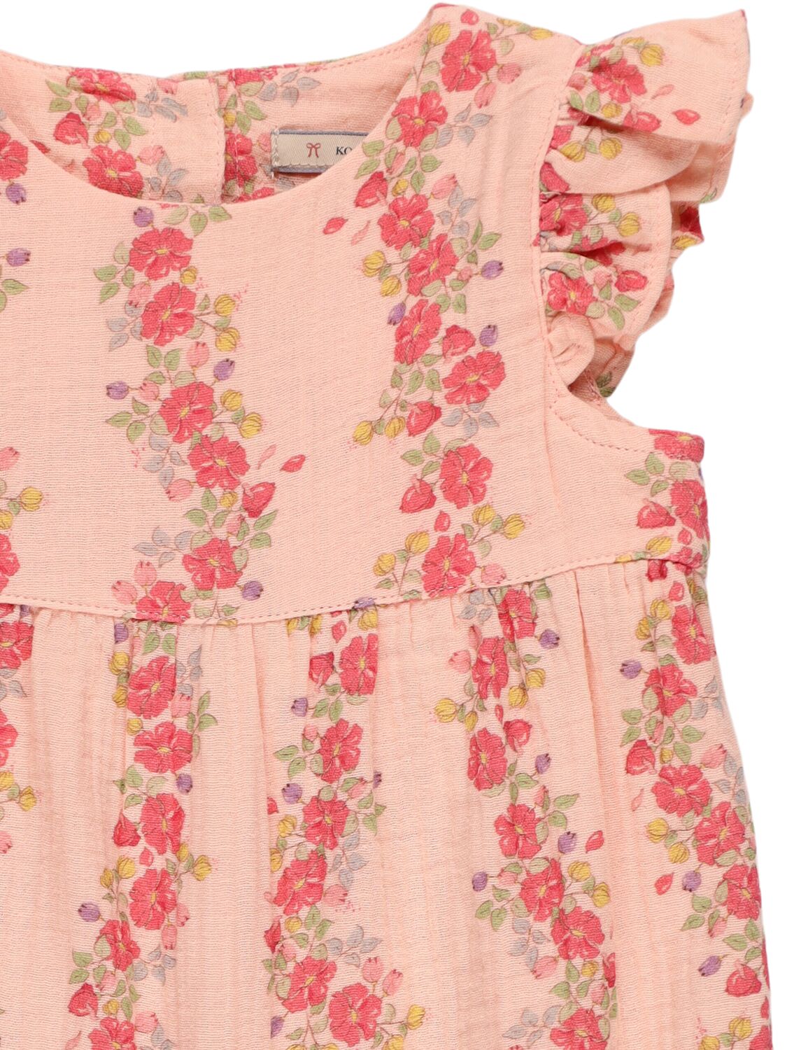 Konges Sløjd Printed Cotton Romper In Beige/pink